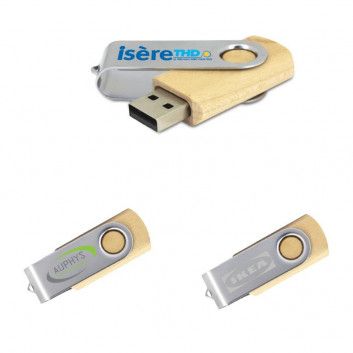 Visuel Cle USB Bois Pivotante Eco