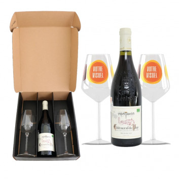 Miniature 1 pour Coffret verre à vin avec Vin Châteauneuf du Pape