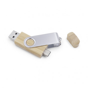 Visuel Clé USB bois pivotante métal double connective