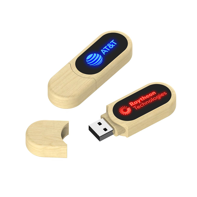 Visuel Clé USB Bois Arrondie LED
