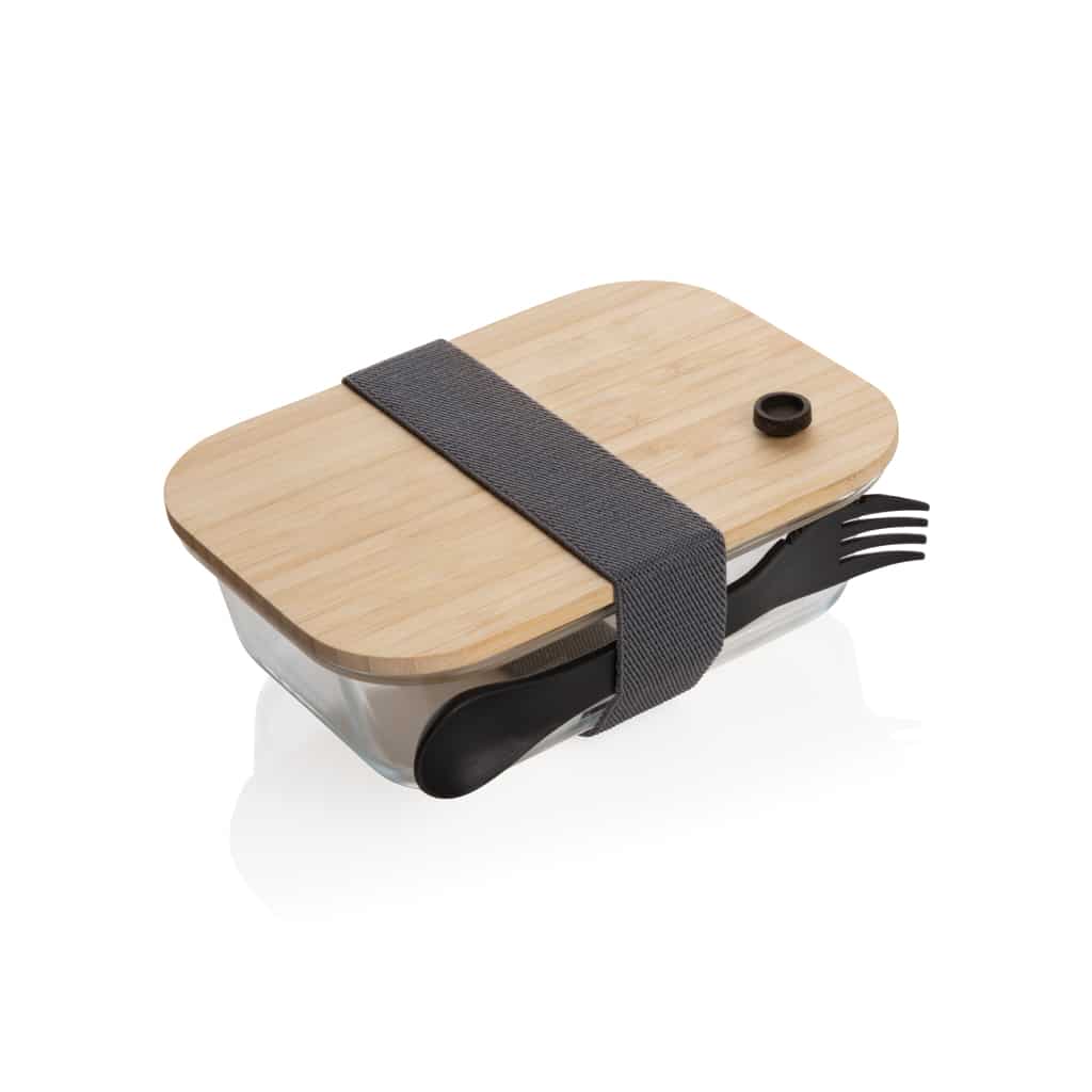 Miniature 2 pour Boîte repas en verre avec couvercle en bambou