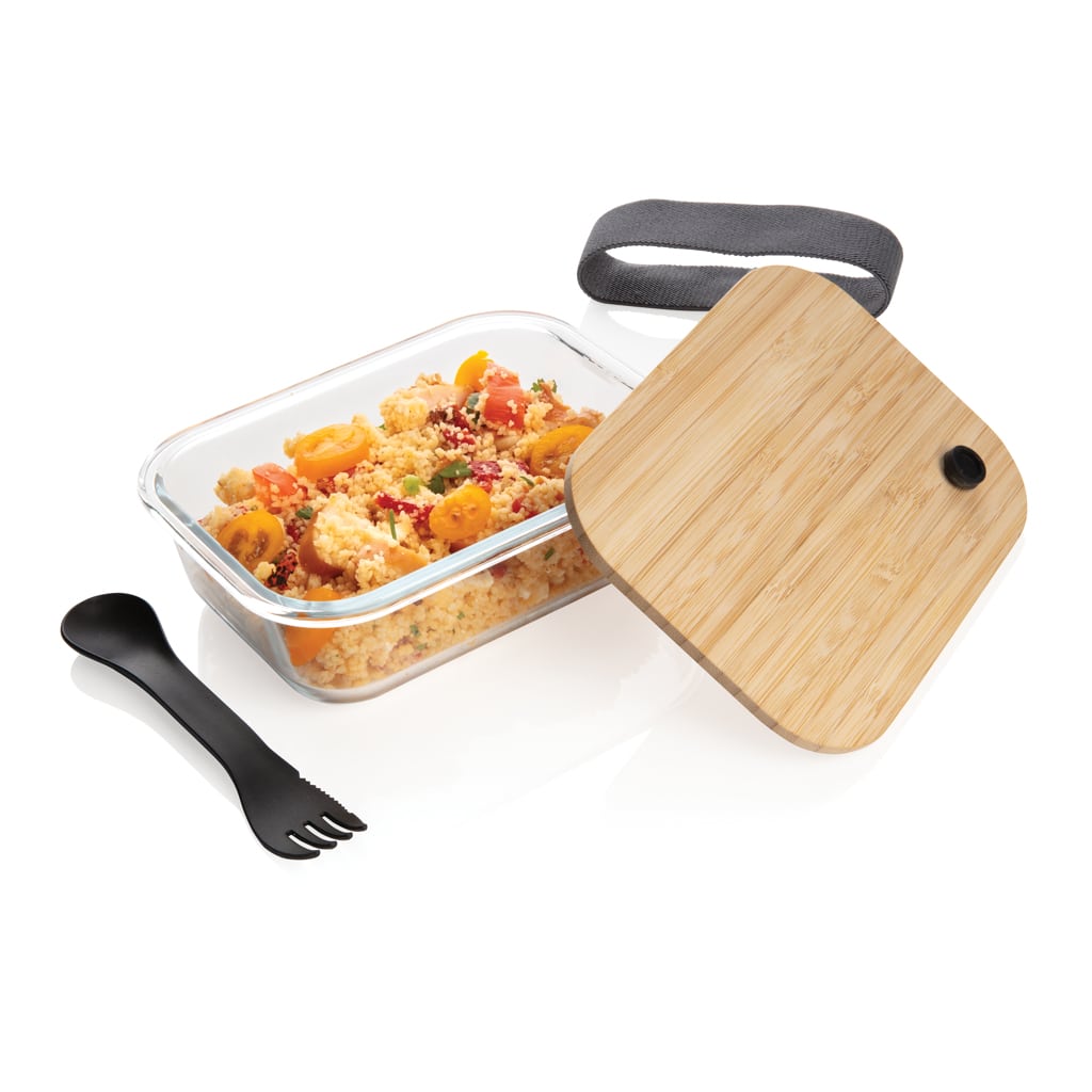 Miniature 3 pour Boîte repas en verre avec couvercle en bambou
