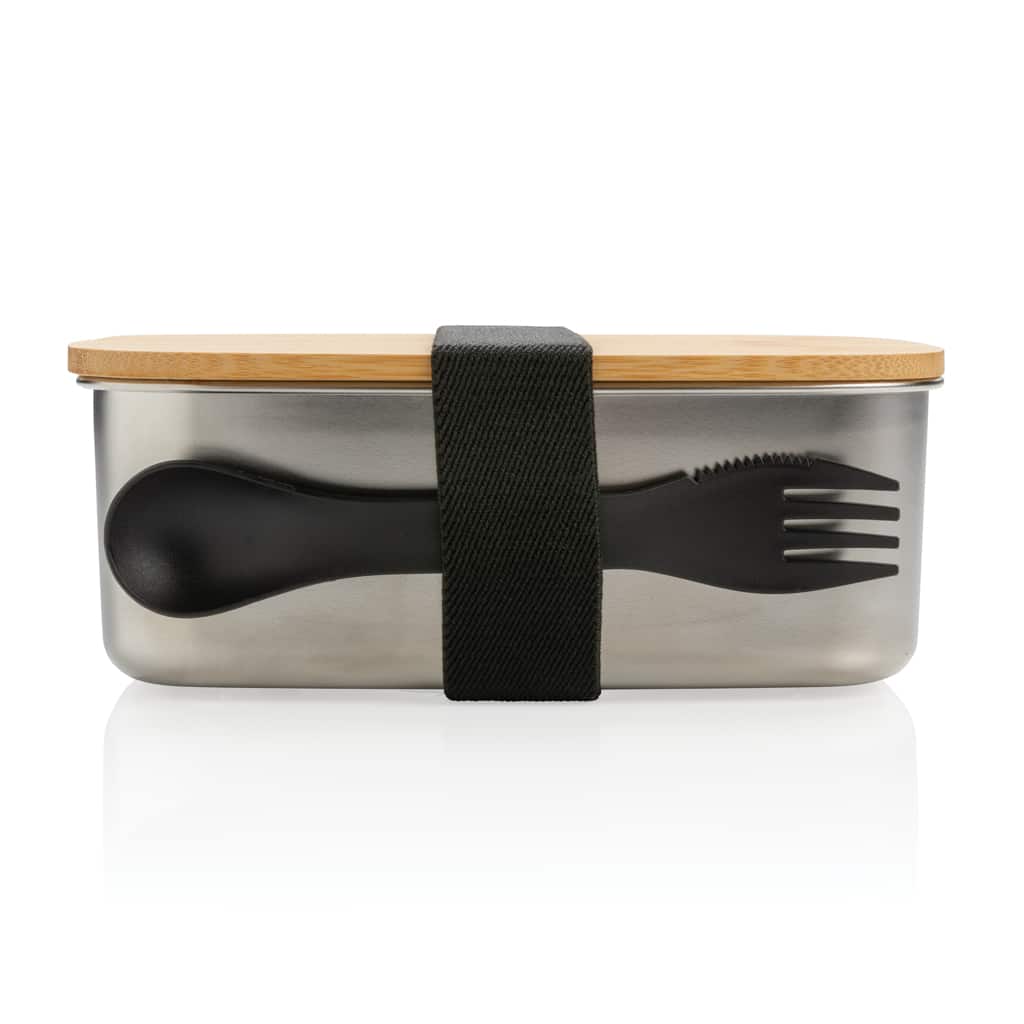 Miniature 8 pour Boîte à Lunch en acier avec couvercle en bambou et cuichette