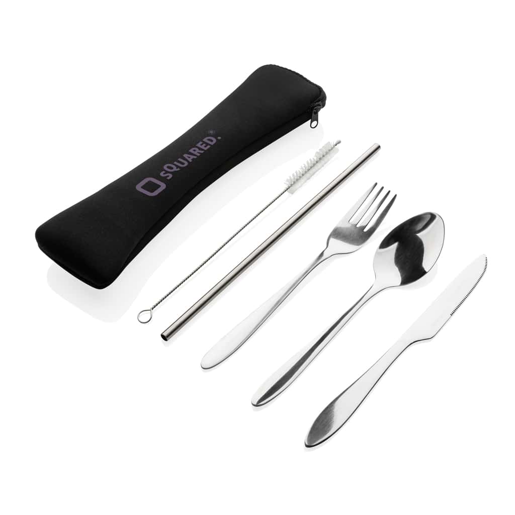Miniature 5 pour Set de 4 couverts réutilisables en acier inoxydable