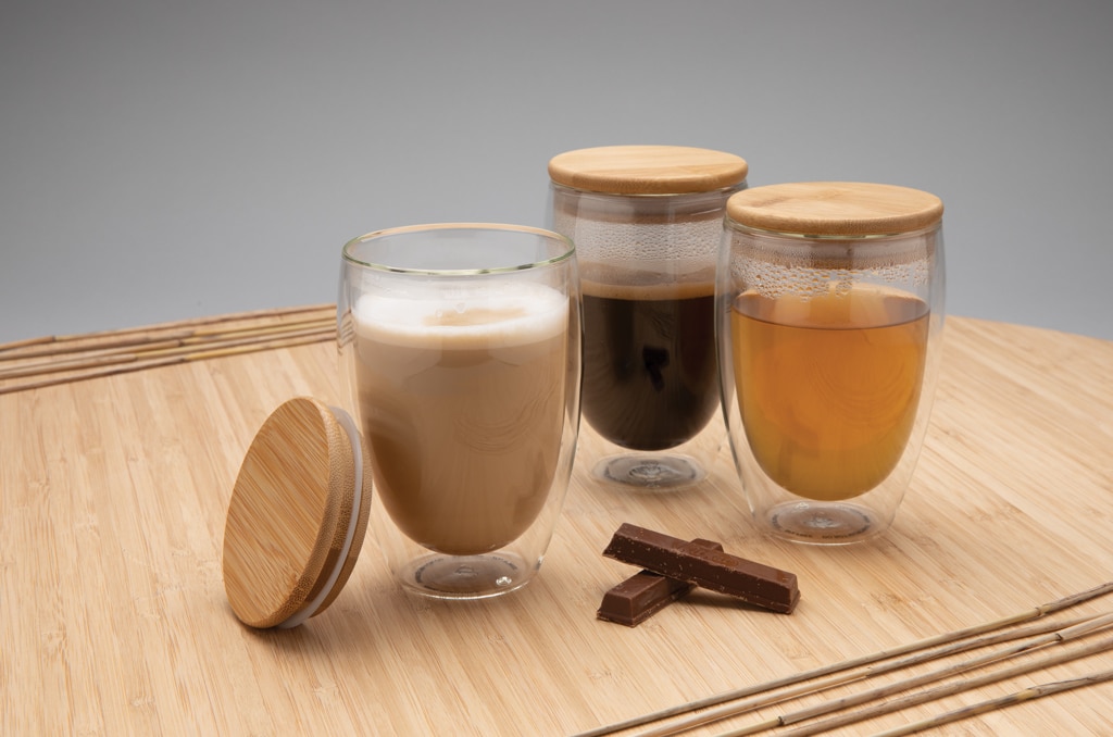 Miniature 9 pour Set de 2 Verres double paroi 350ml avec couvercle en bambou