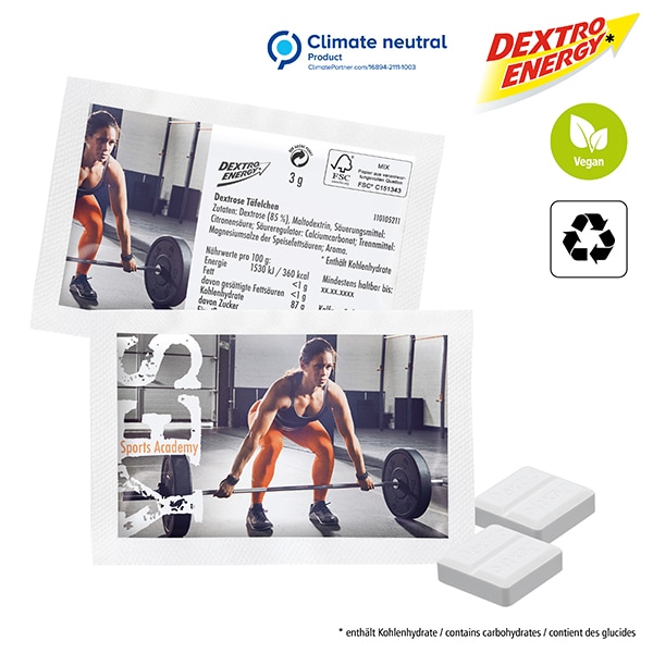 Visuel Dextro Energy* en Duo-pack en
sachet de papier