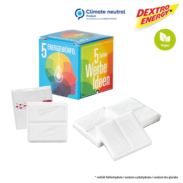 Visuel Mini-cube publicitaire avec des pastilles Dextro Energy*