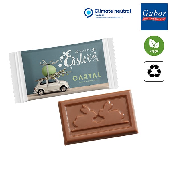 Visuel Mignonnette de chocolat MIDI en flowpack de papier - motif Pâques