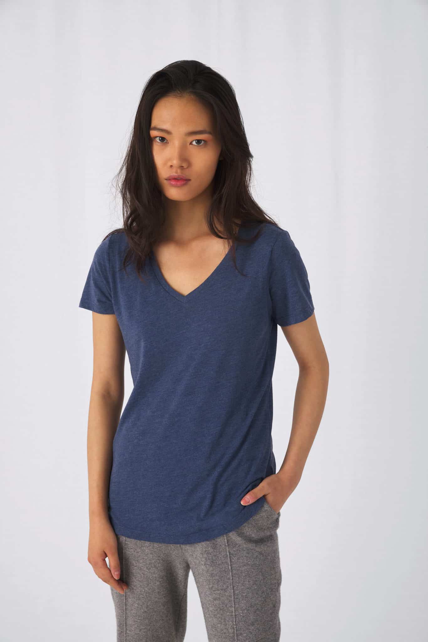Visuel T-shirt Triblend col V Femme
