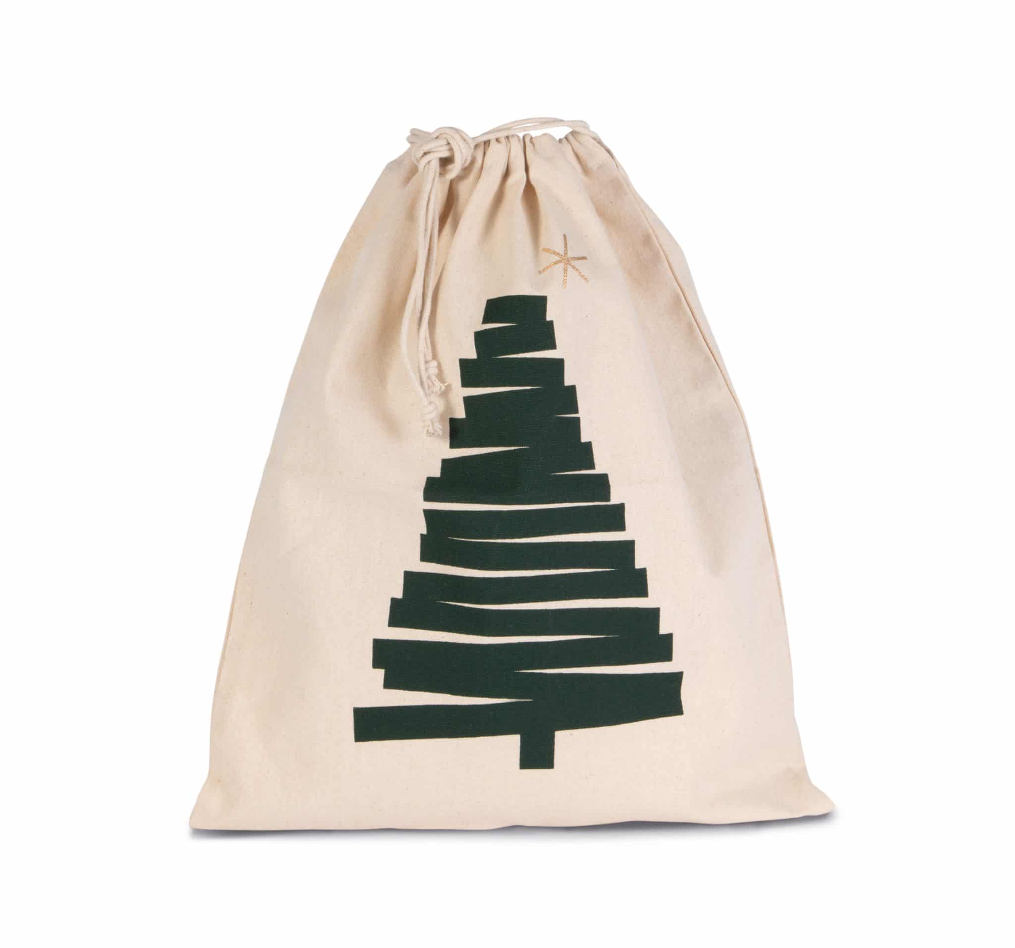 Visuel Sac coton à cordon motif sapin