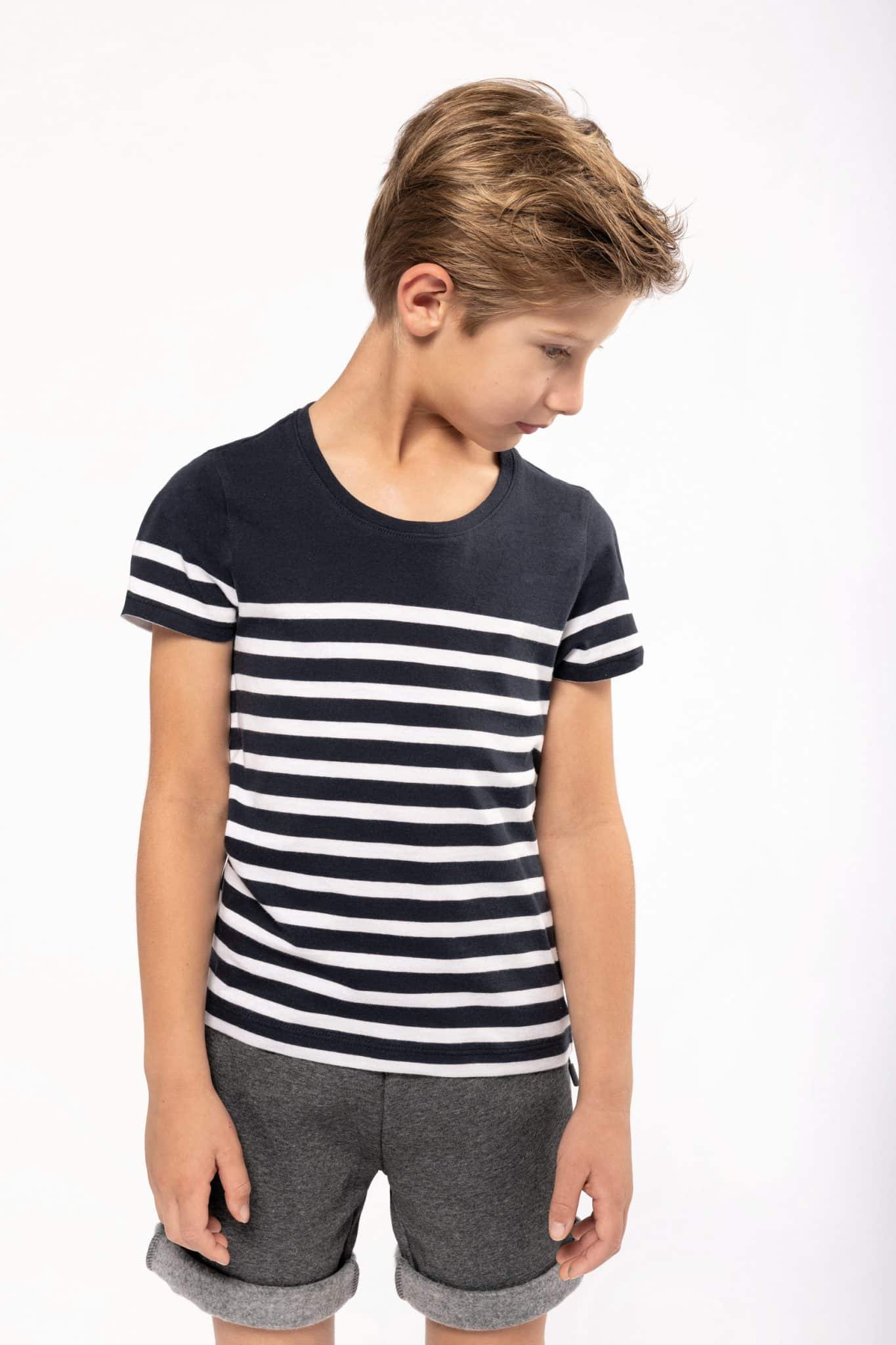 Visuel T-shirt marin col rond Bio enfant