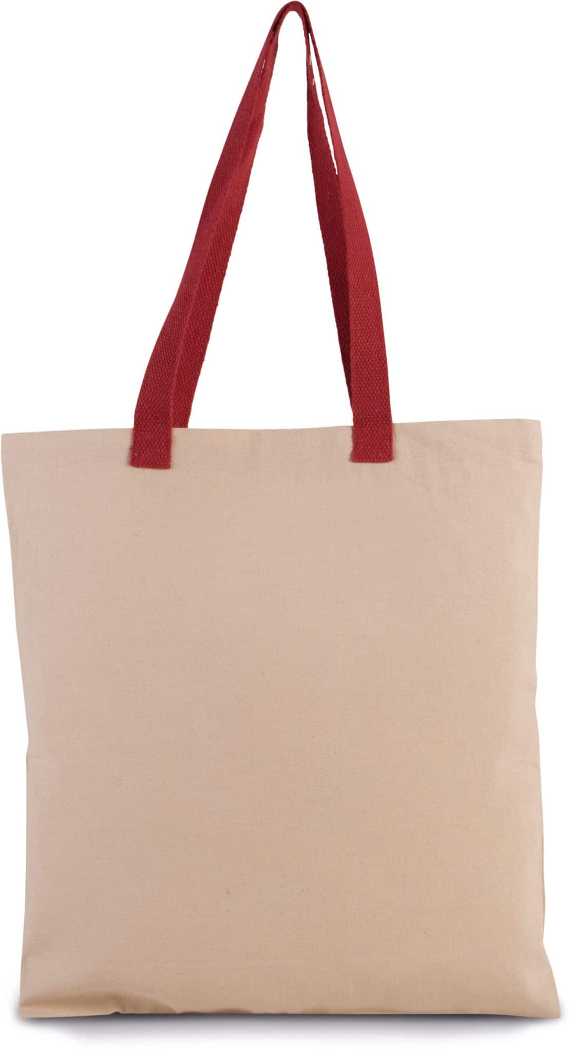 Visuel Sac shopping plat en toile avec poignées contrastées