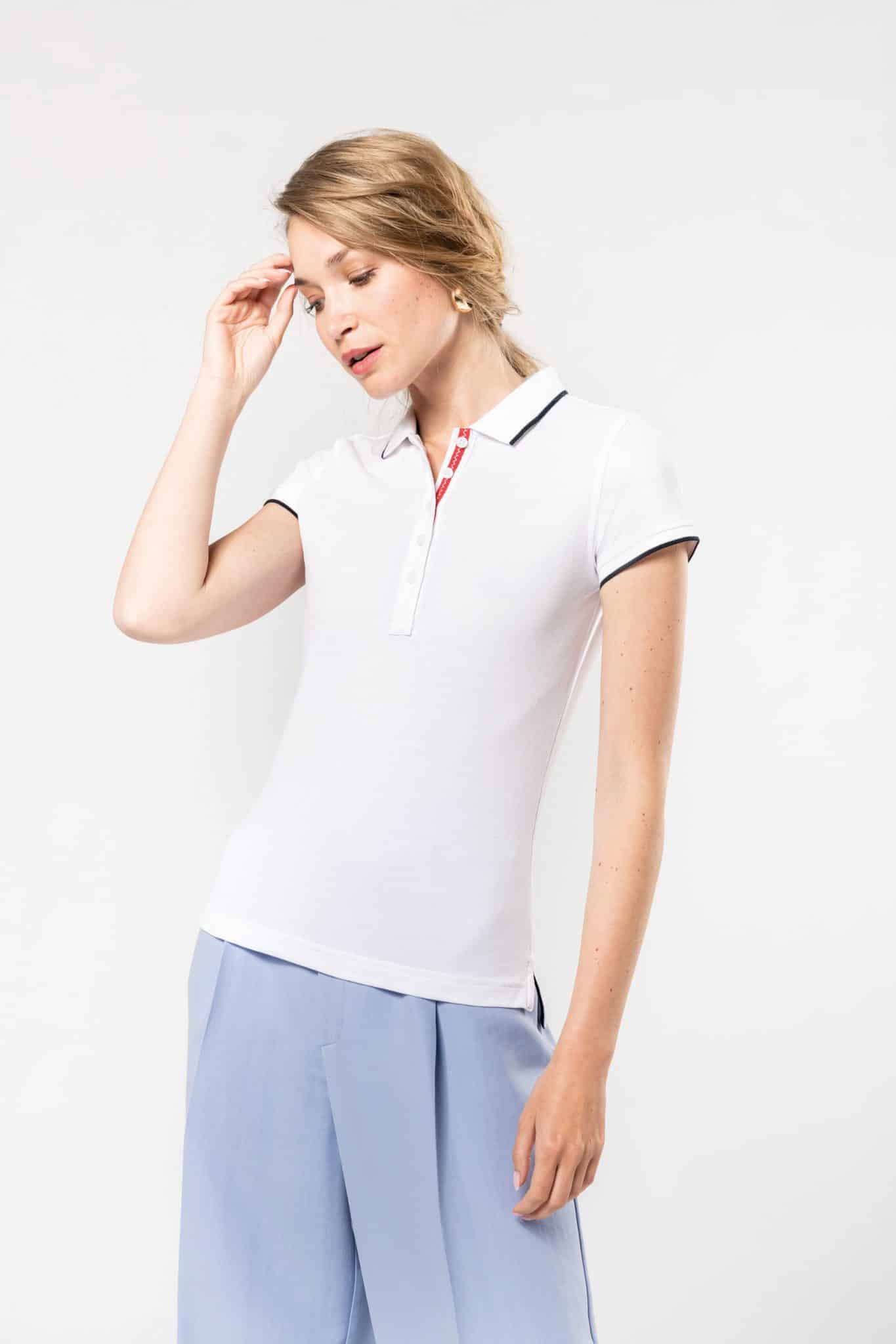 Miniature 3 pour Polo maille piquée manches courtes femme