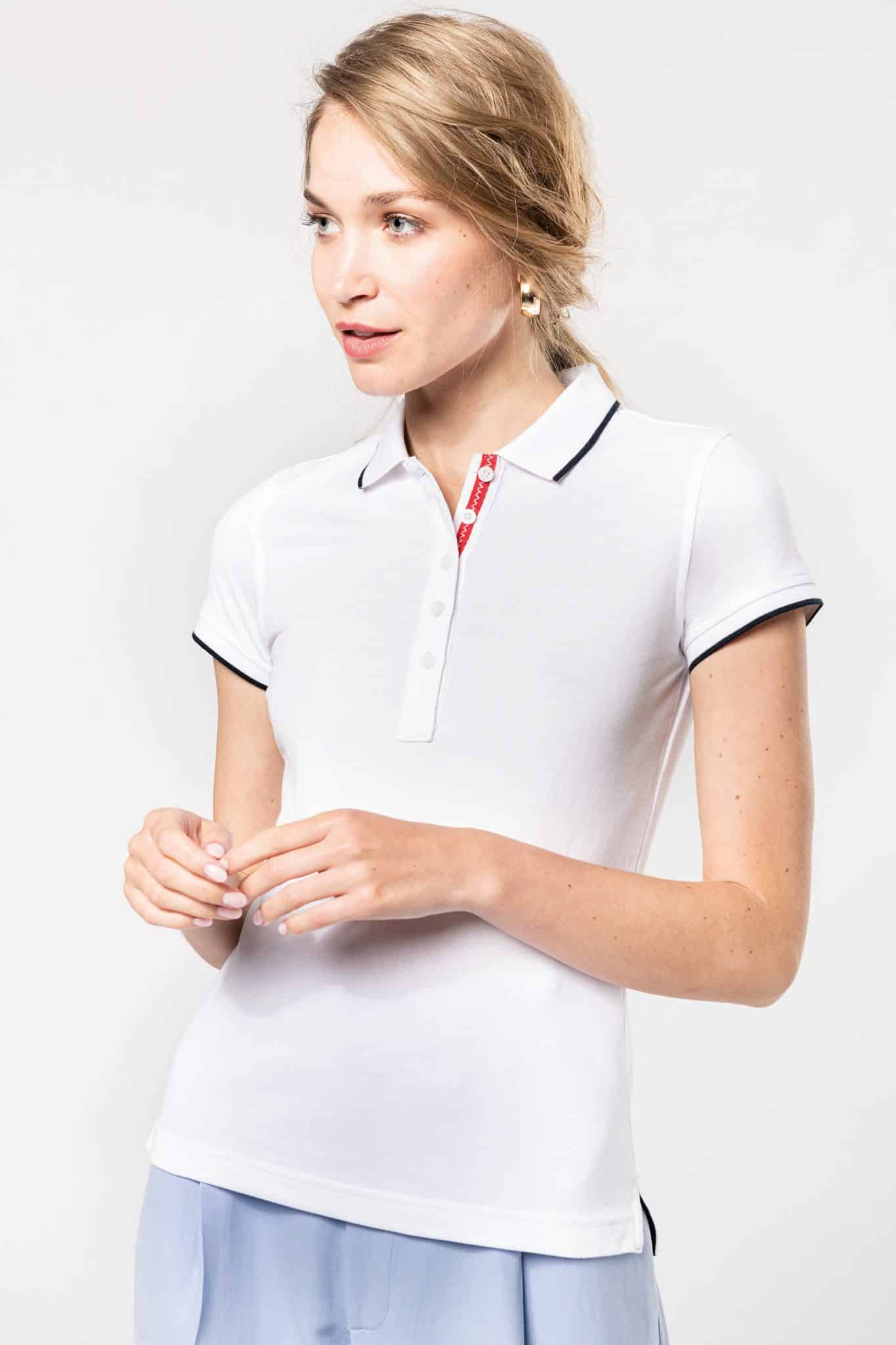 Visuel Polo maille piquée manches courtes femme