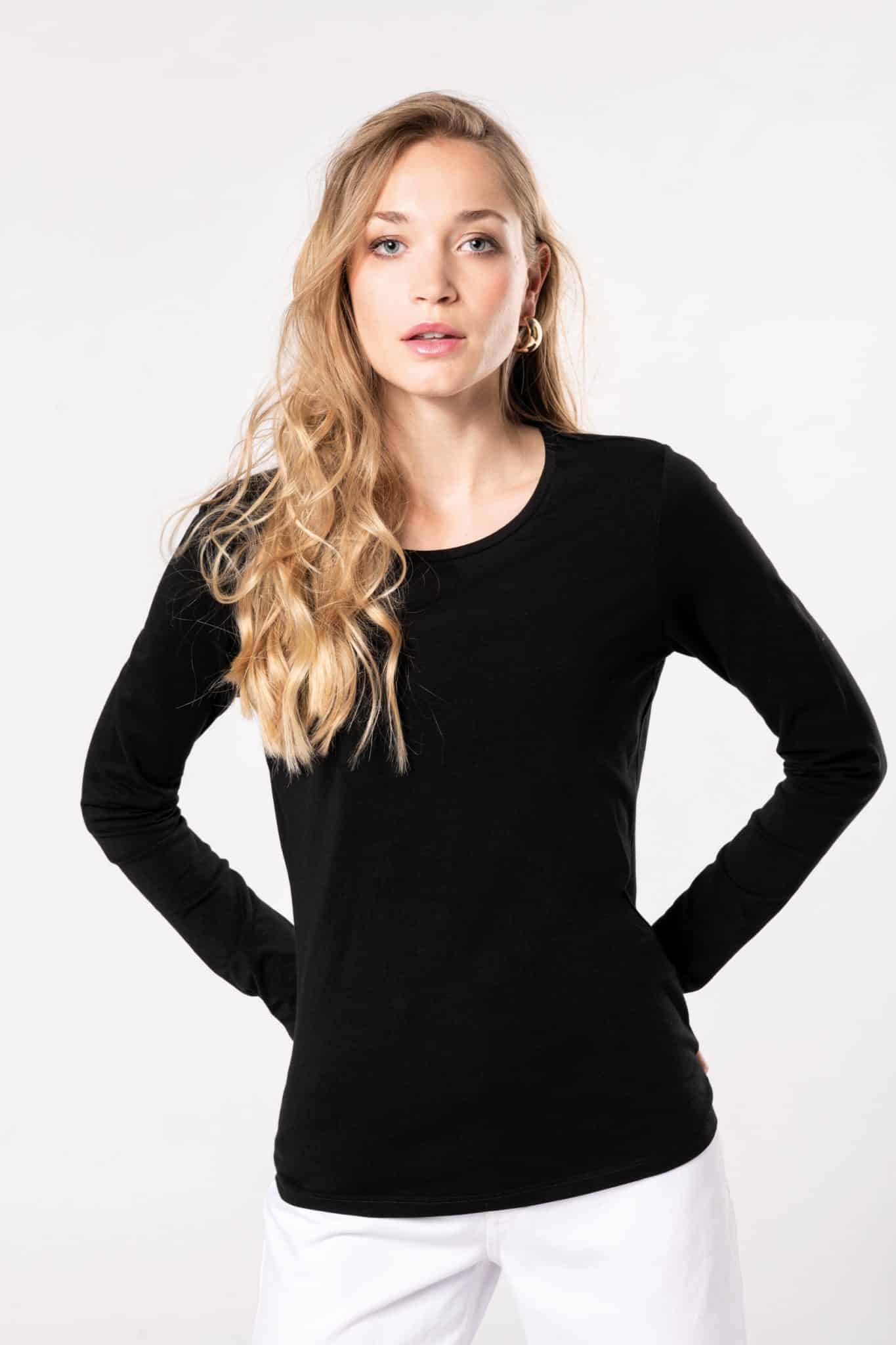 Visuel T-shirt col rond manches longues femme