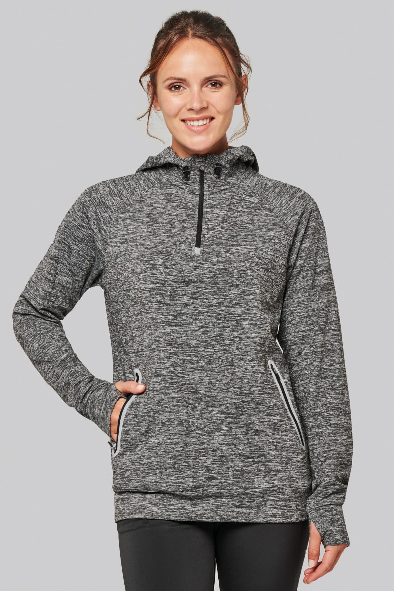Miniature 9 pour Sweat-shirt à capuche 1/4 zip sport unisexe