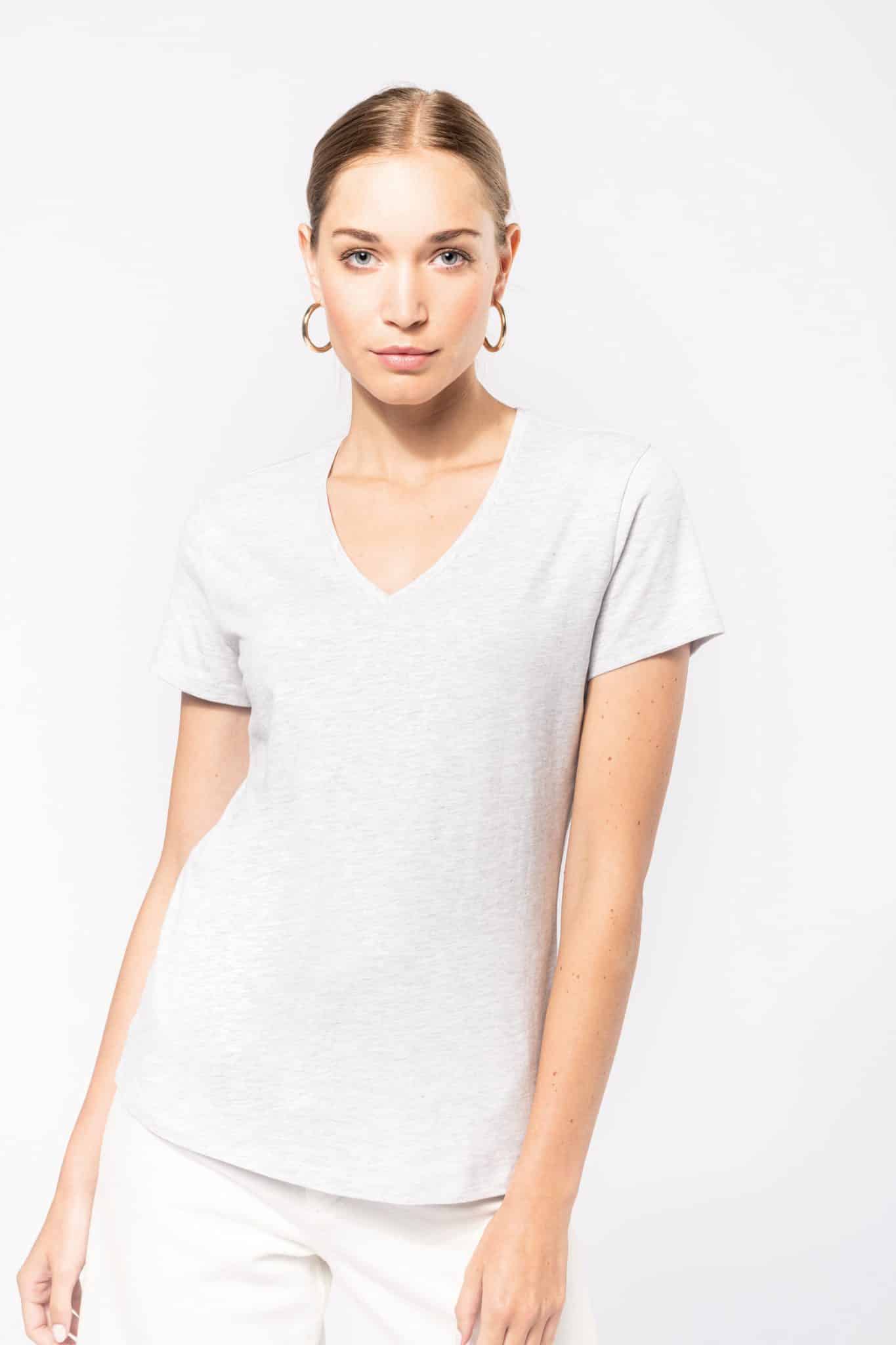 Miniature 1 pour T-shirt col V manches courtes femme