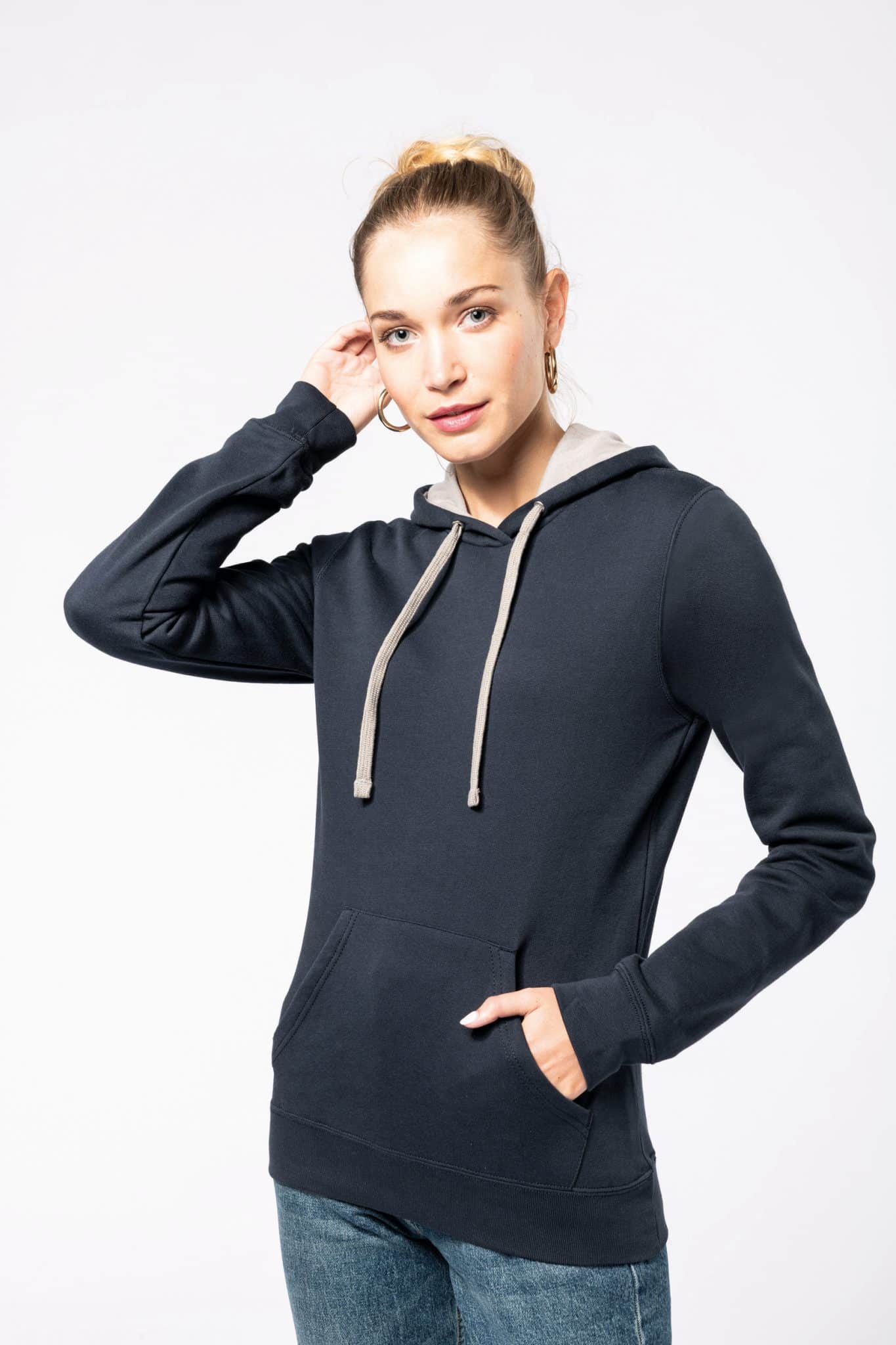 Visuel Sweat-shirt capuche contrastée femme