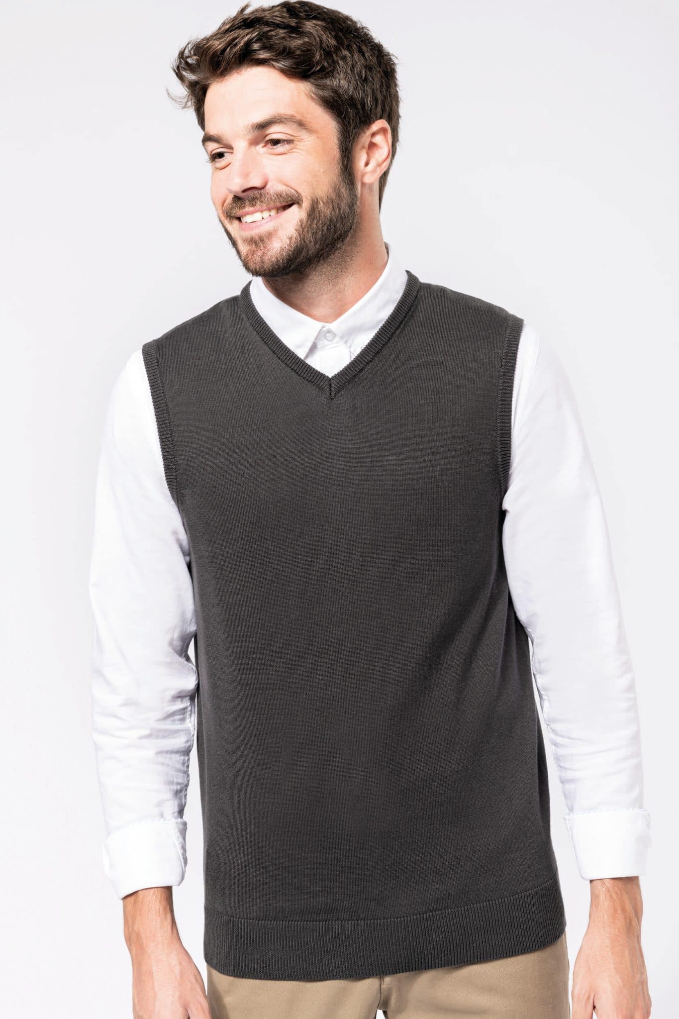 Visuel Pull col V sans manches