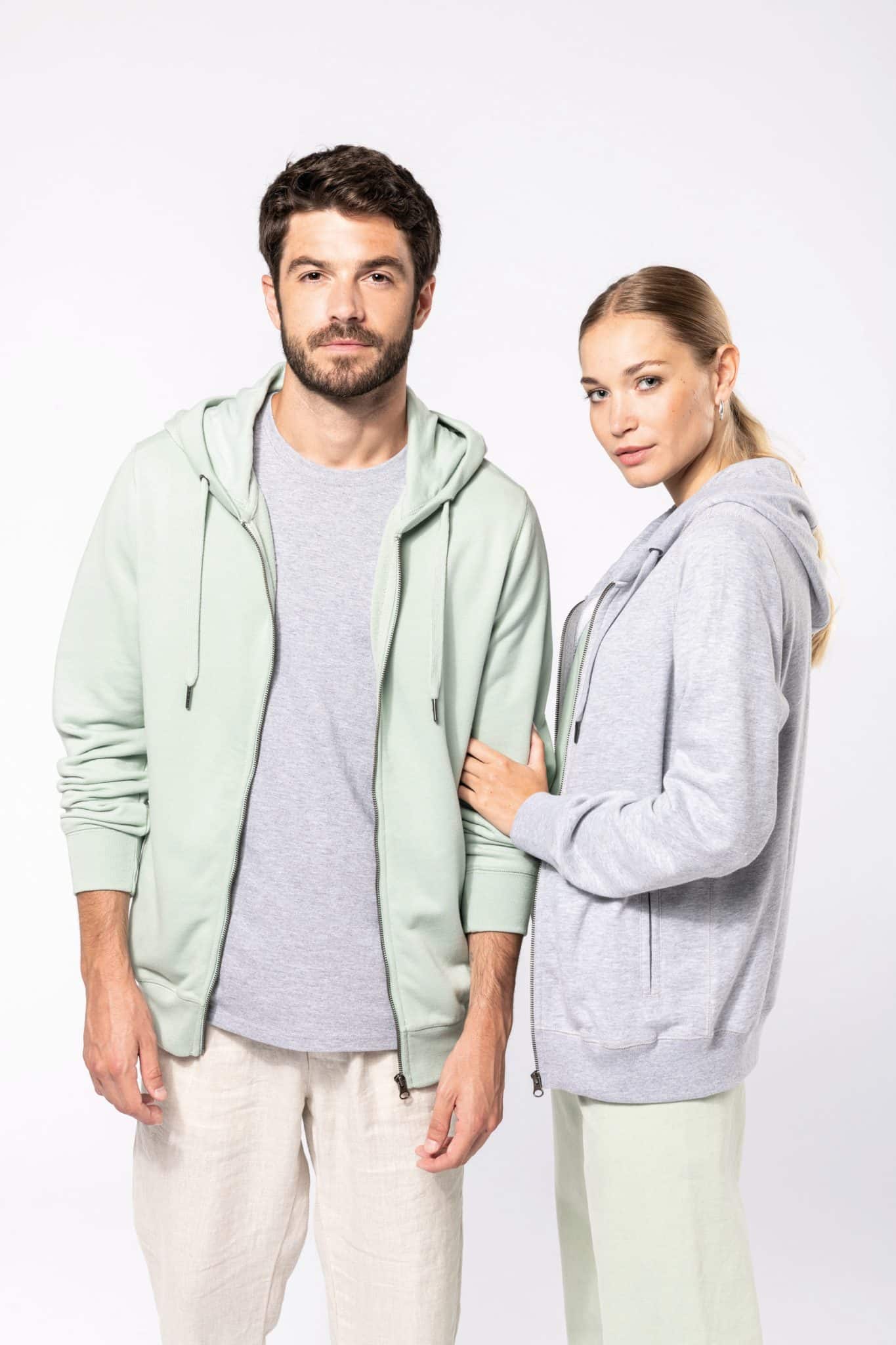 Visuel Sweat-shirt french terry écoresponsable zippé à capuche unisexe