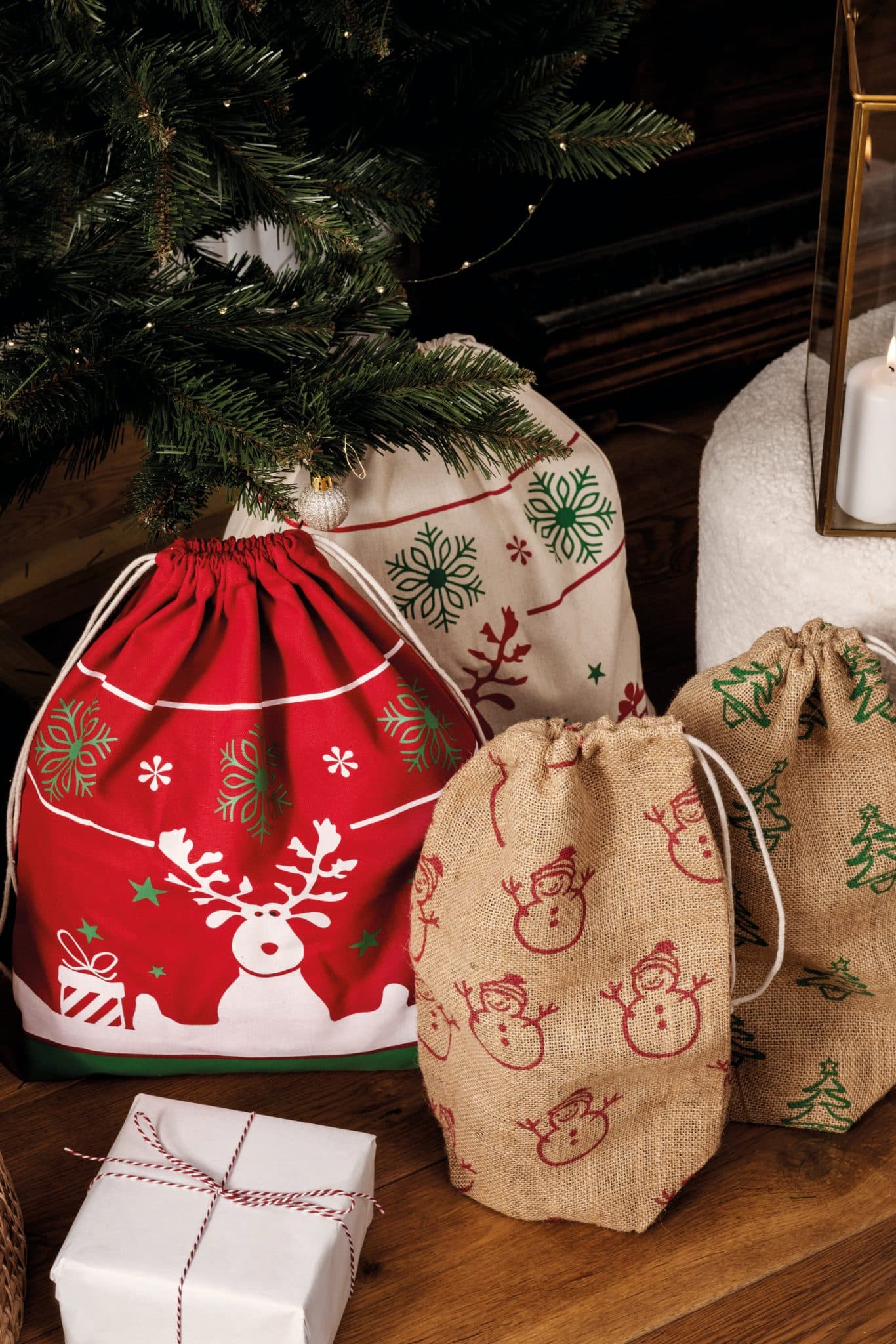 Visuel Sac avec cordon motifs de Noël