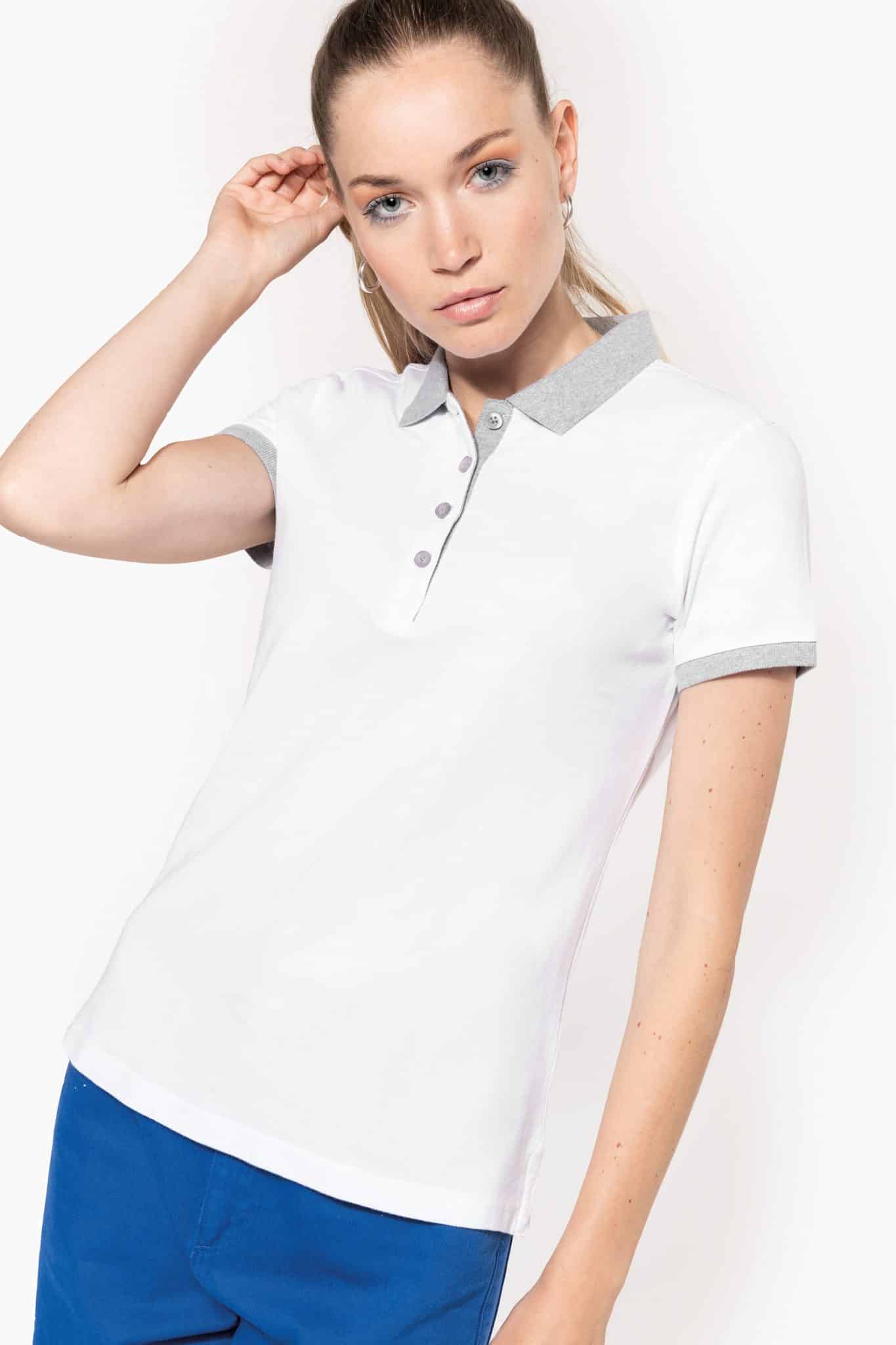 Visuel Polo piqué bicolore femme