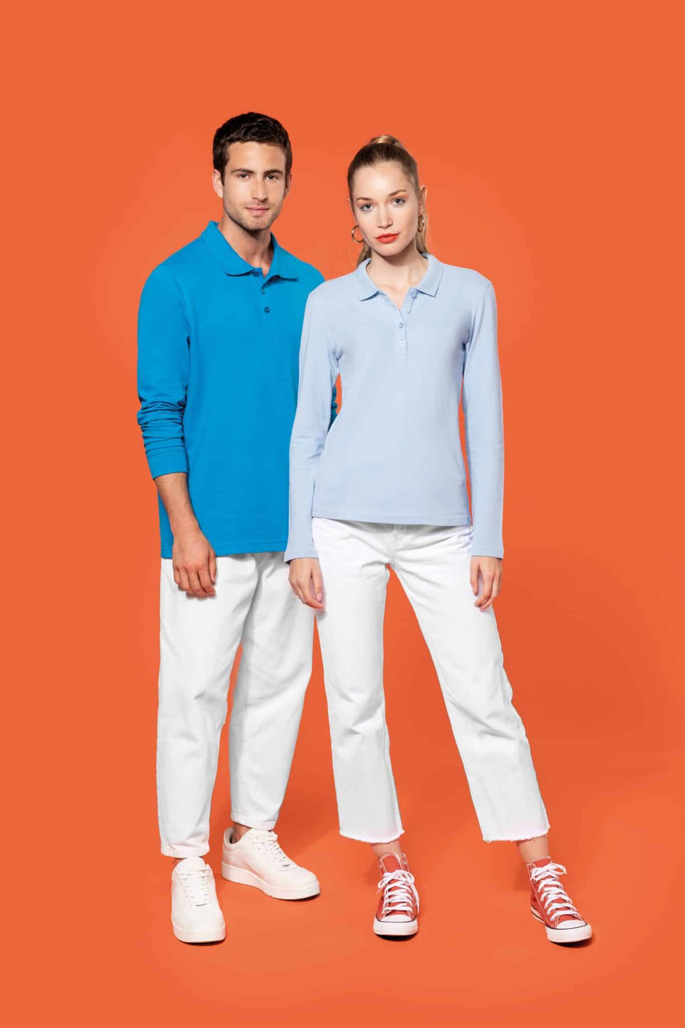 Miniature 10 pour Polo piqué manches longues femme