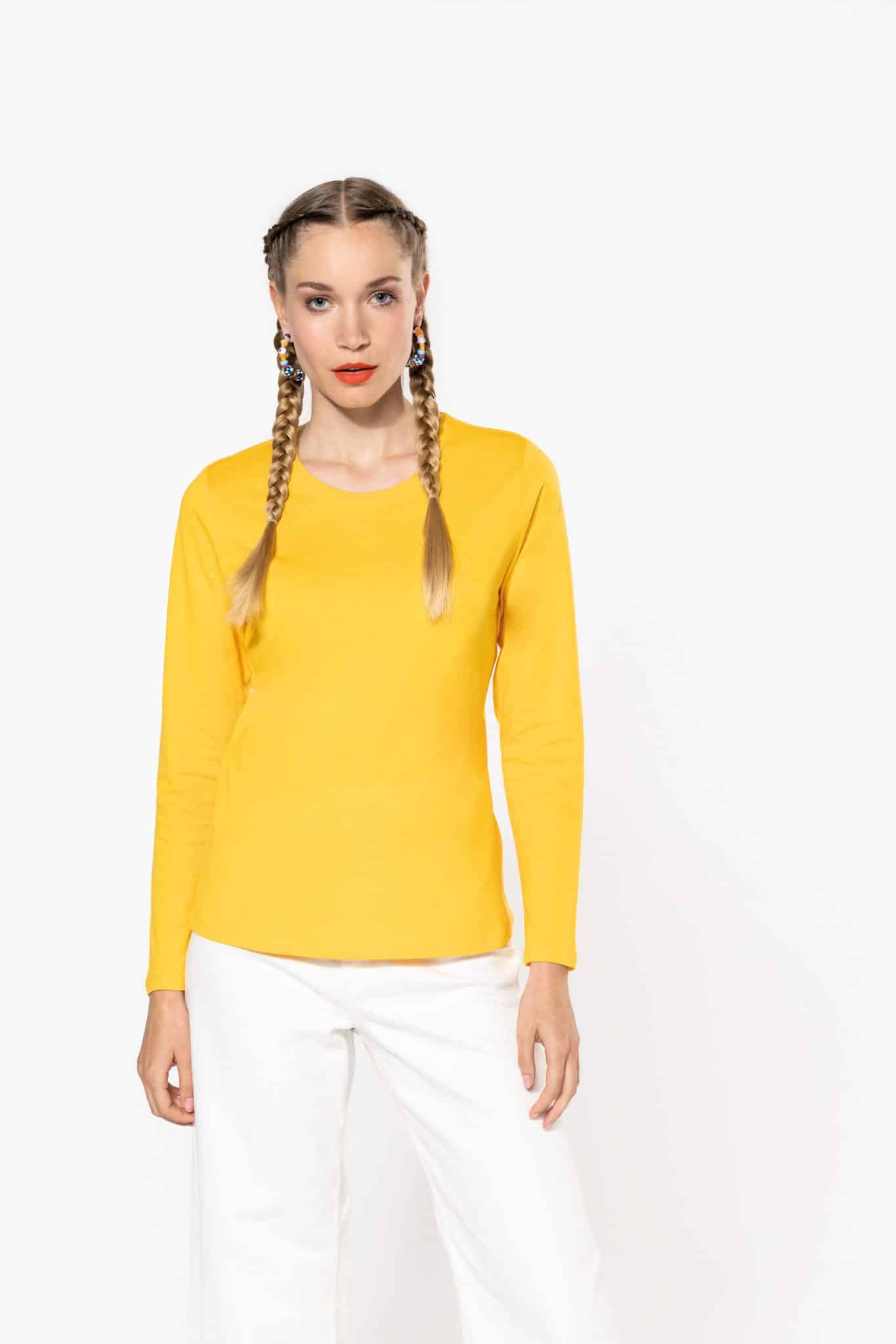 Visuel T-shirt col rond manches longues femme