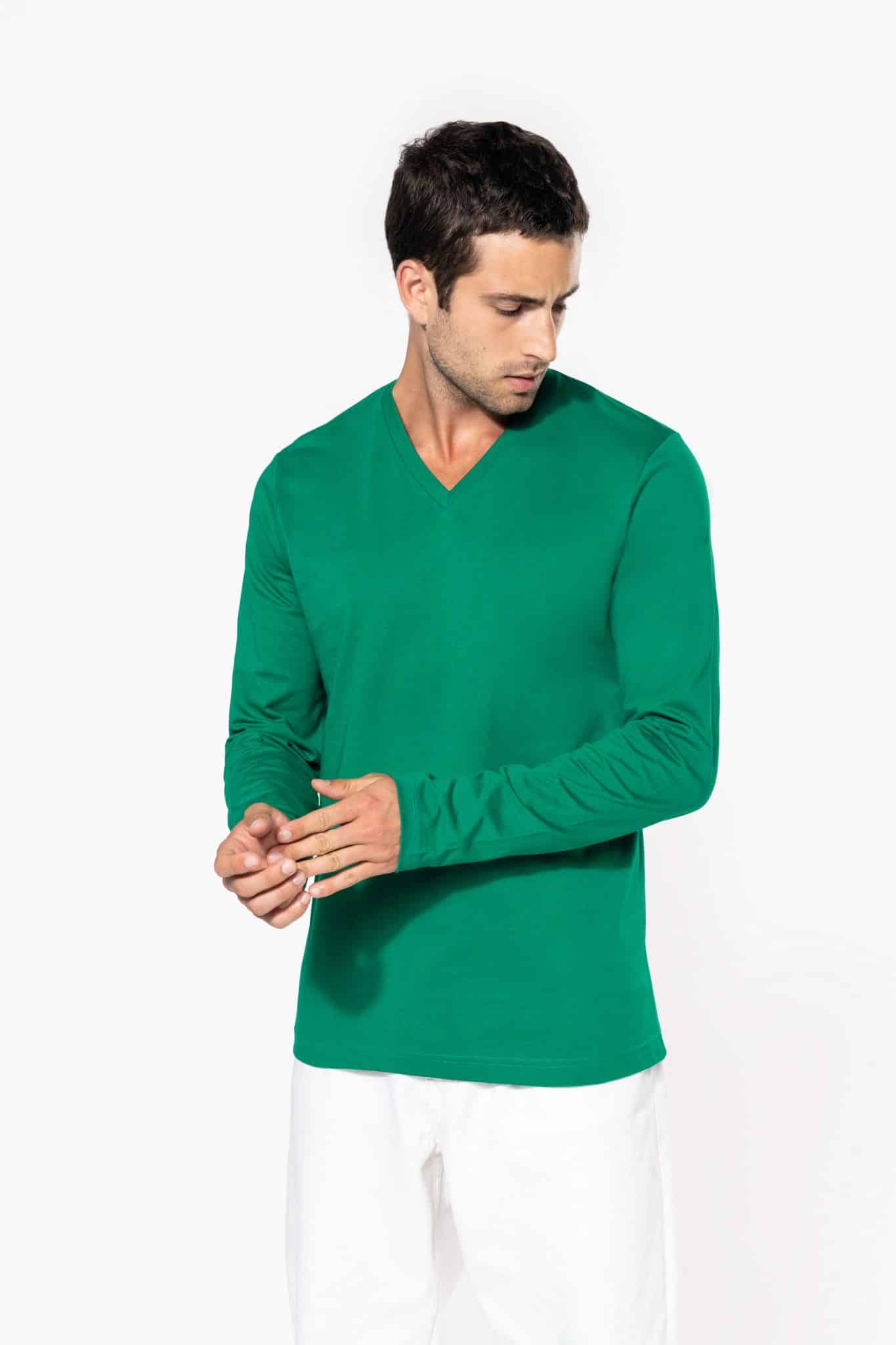 Visuel T-shirt col V manches longues homme