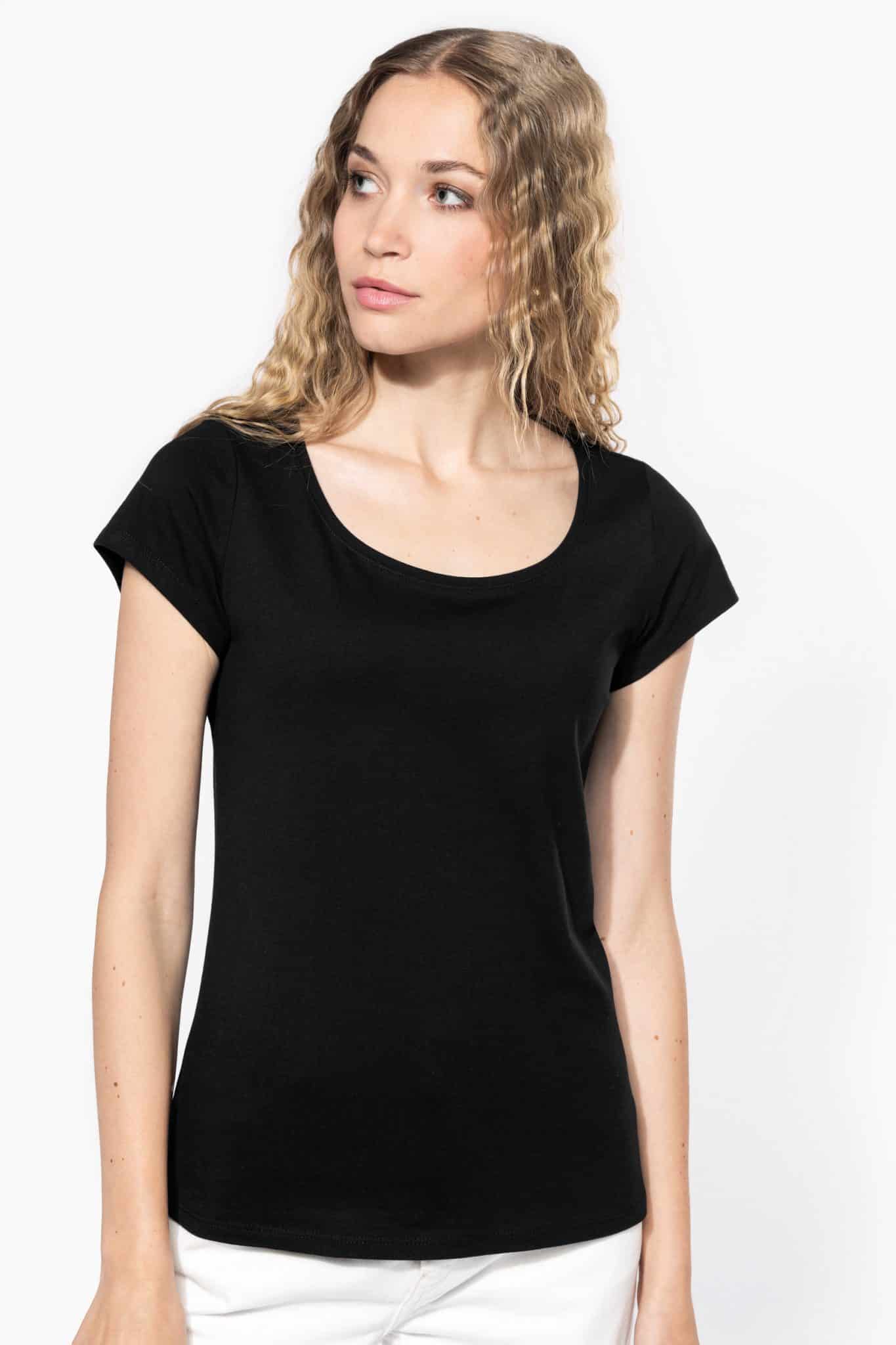 Visuel T-shirt col bateau manches courtes femme
