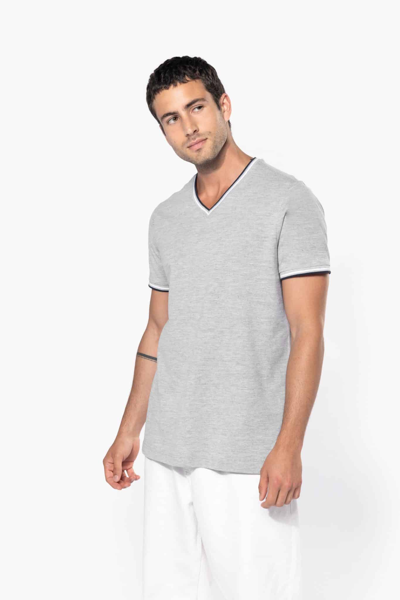 Visuel T-shirt maille piquée col V homme