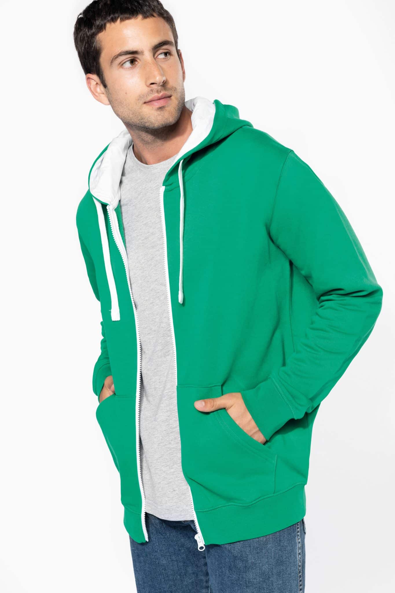 Visuel Sweat-shirt zippé capuche contrastée