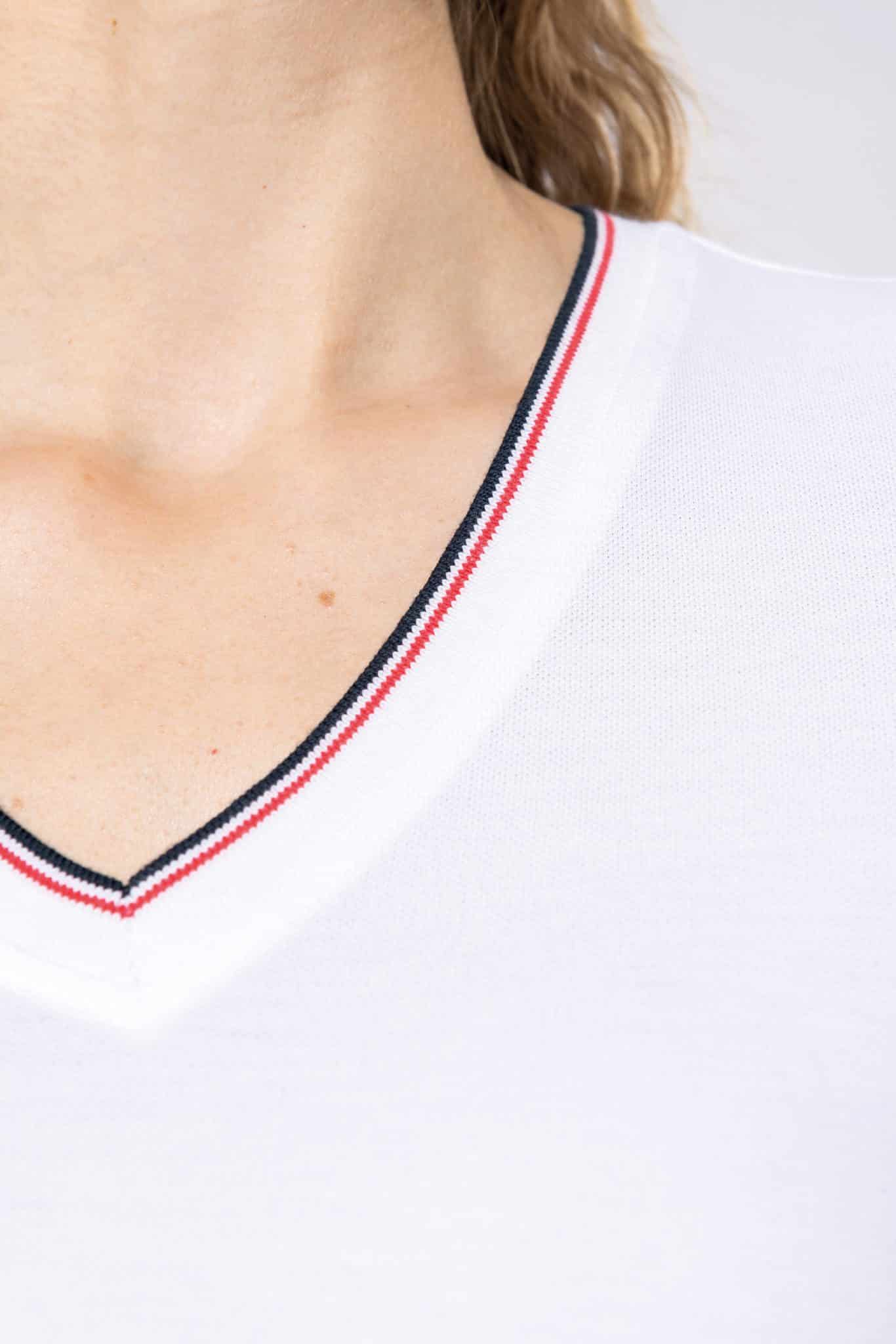 Miniature 6 pour T-shirt maille piquée col V femme