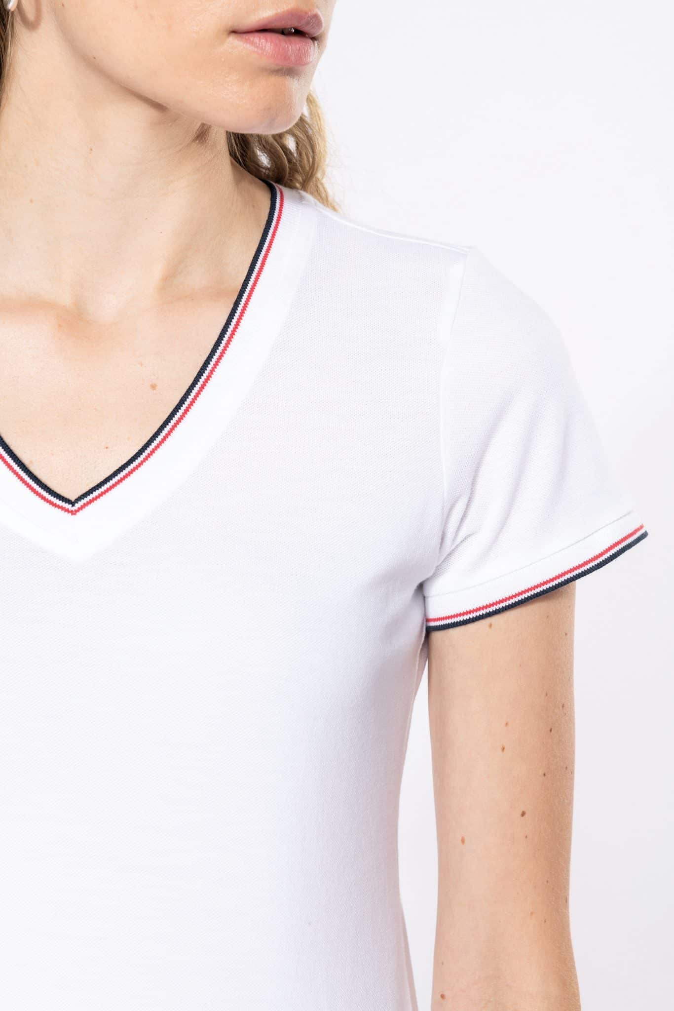 Miniature 7 pour T-shirt maille piquée col V femme
