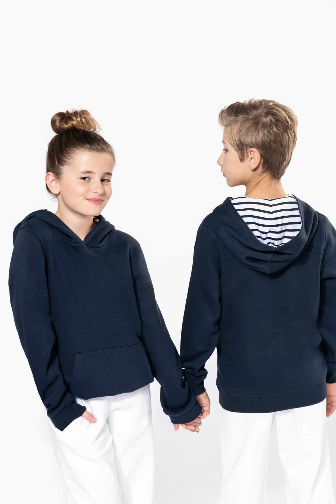 Visuel Sweat-shirt à capuche contrastée à motifs enfant unisexe