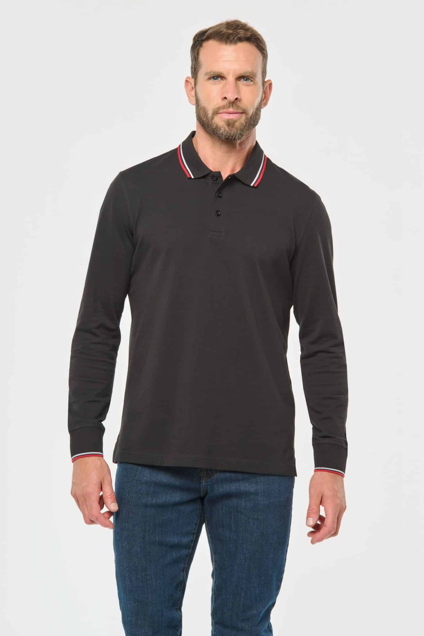 Visuel Polo maille piquée manches longues homme