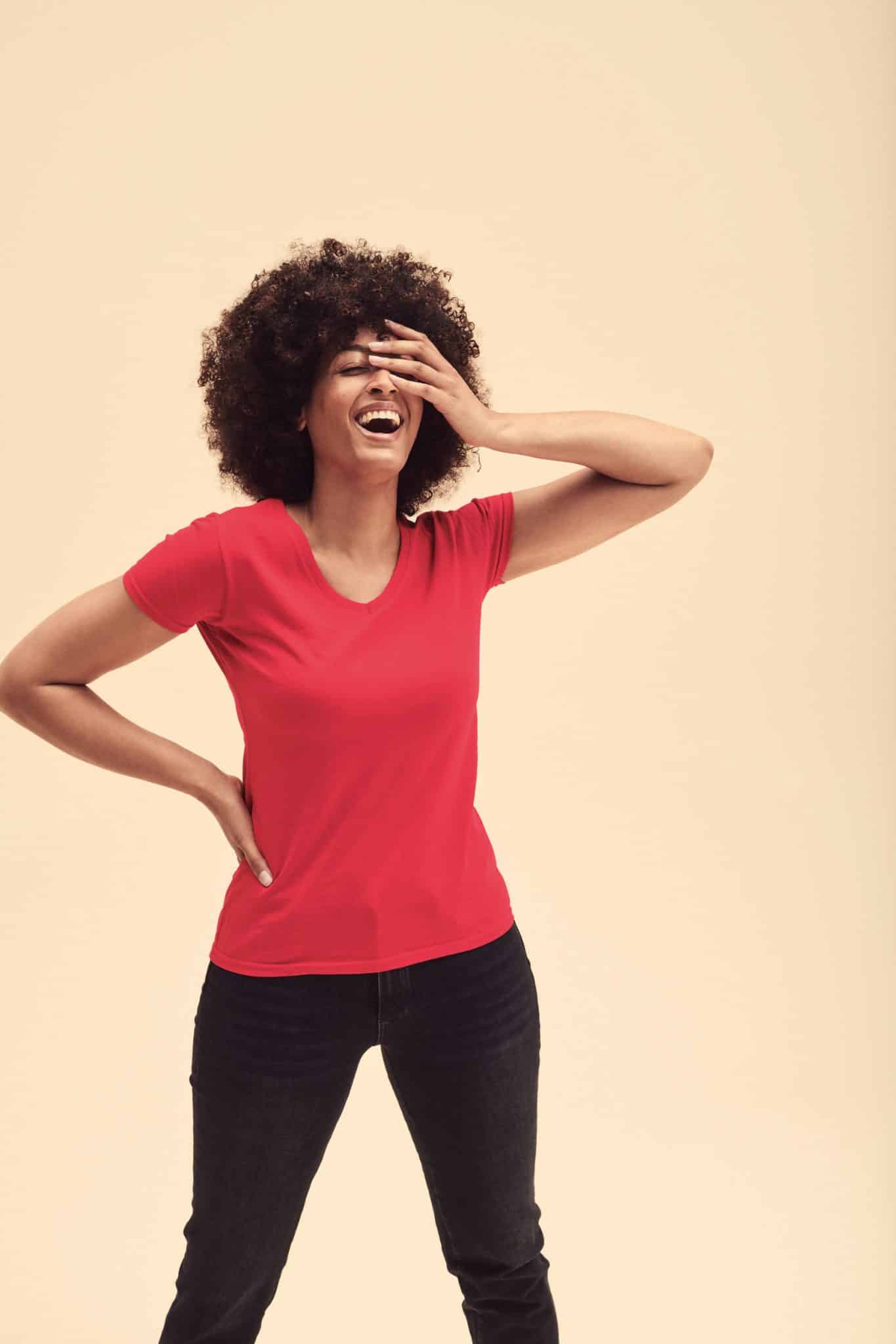 Visuel T-shirt femme col v Valueweight (61-398-0)