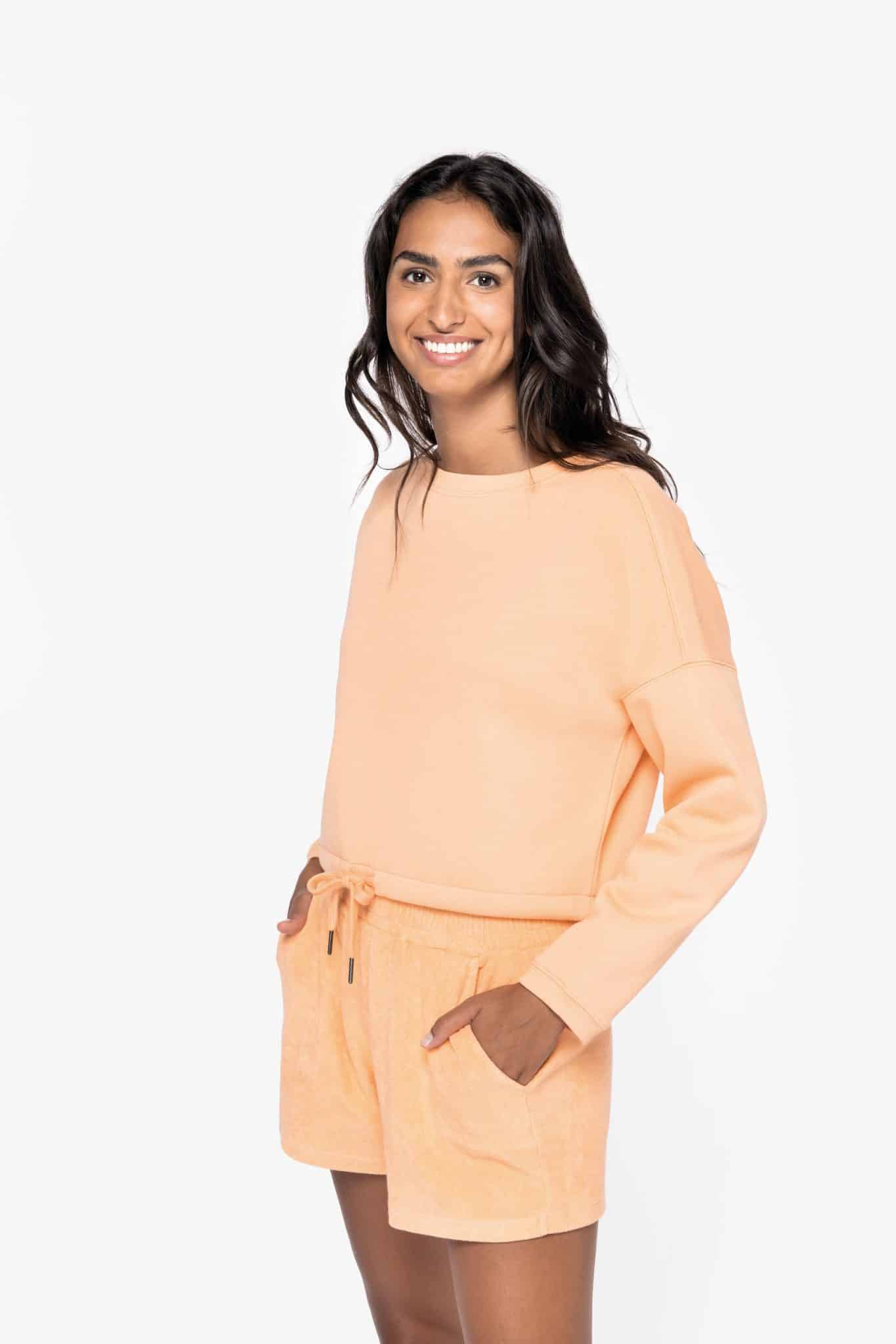 Visuel Sweat-shirt écoresponsable à col rond oversize crop femme