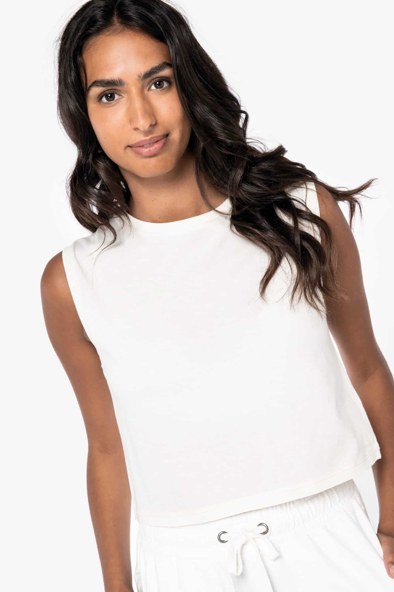 Visuel T-shirt écoresponsable  crop sans manche femme