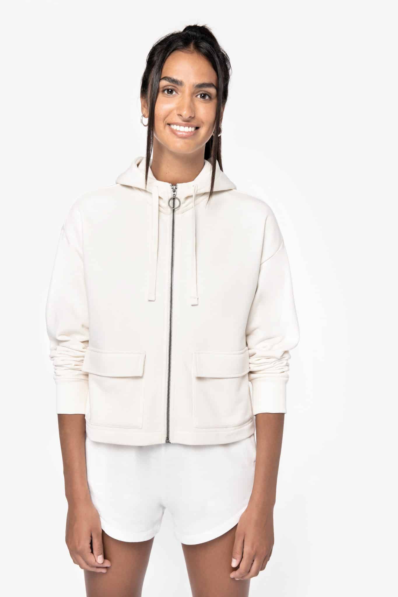Visuel Sweat-shirt écoresponsable zippé à capuche French Terry femme
