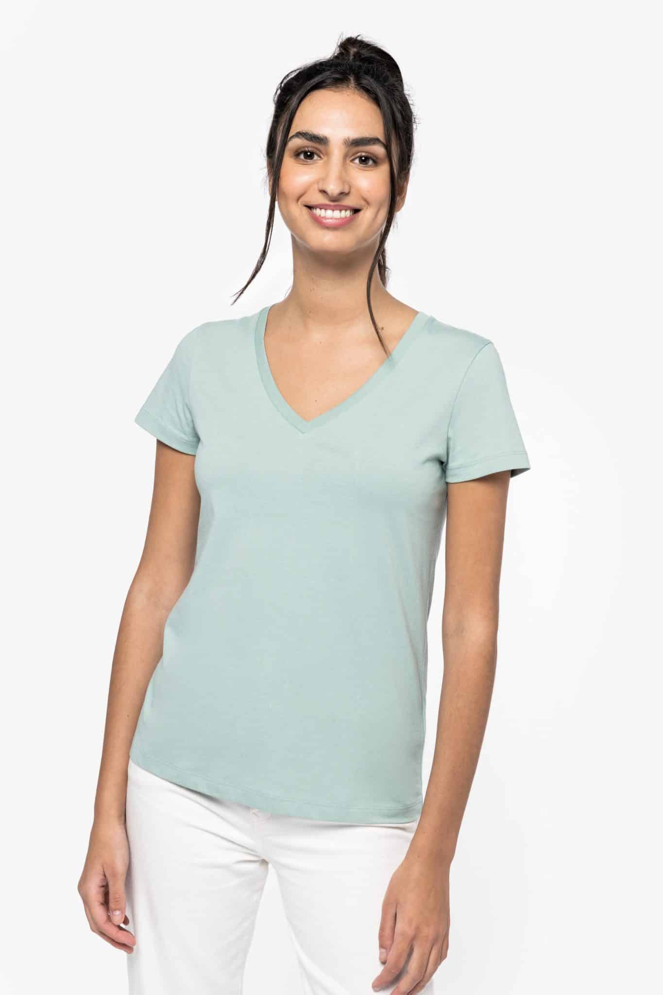 Visuel T-shirt écoresponsable col V femme