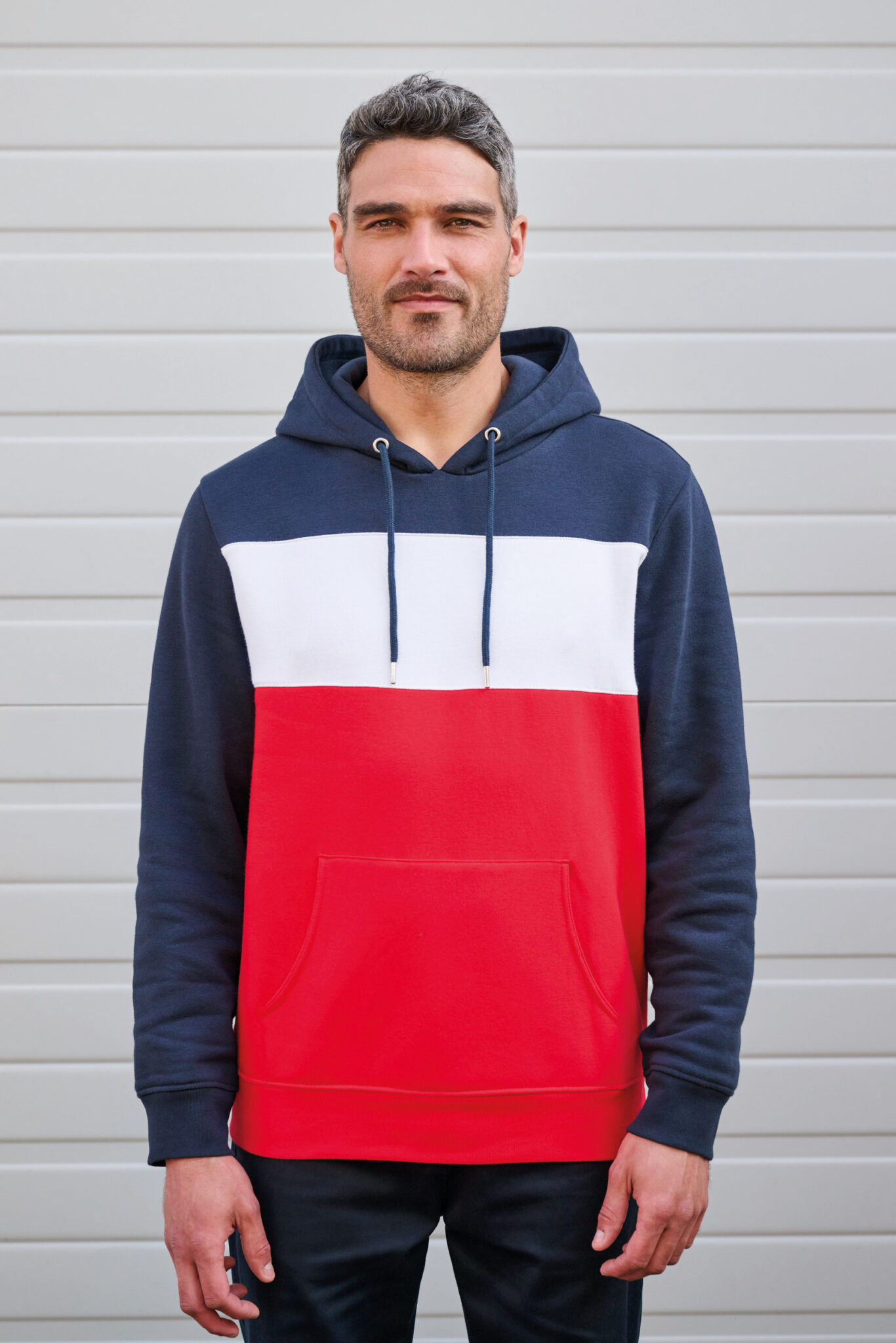 Miniature 2 pour Sweat-shirt tricolore à capuche unisexe