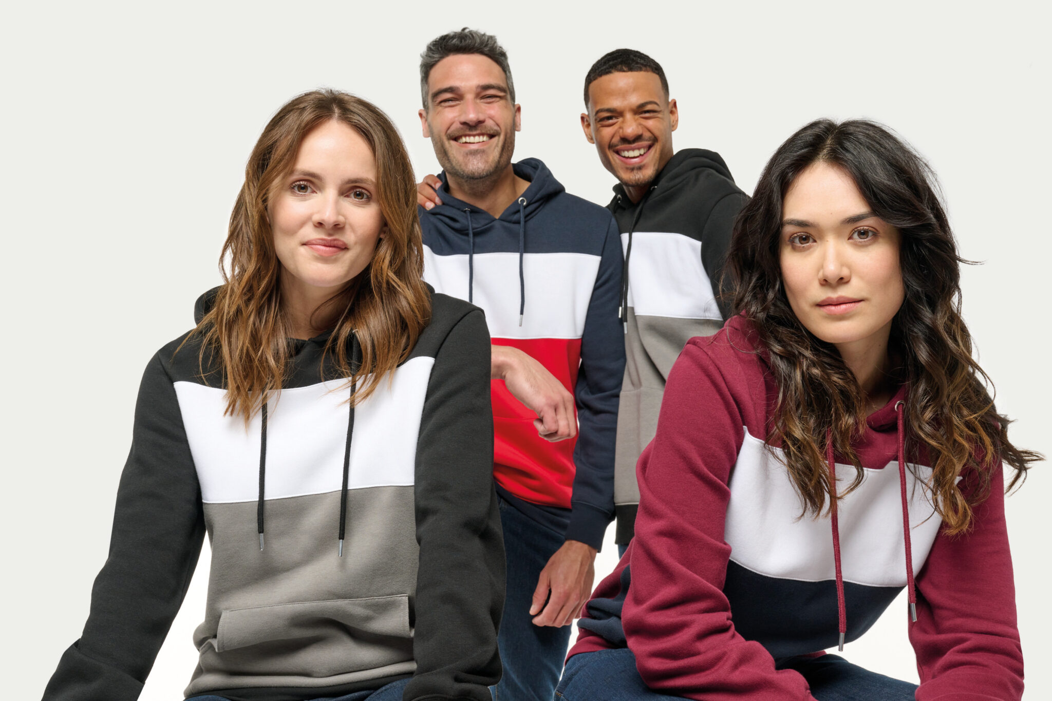 Miniature 10 pour Sweat-shirt tricolore à capuche unisexe