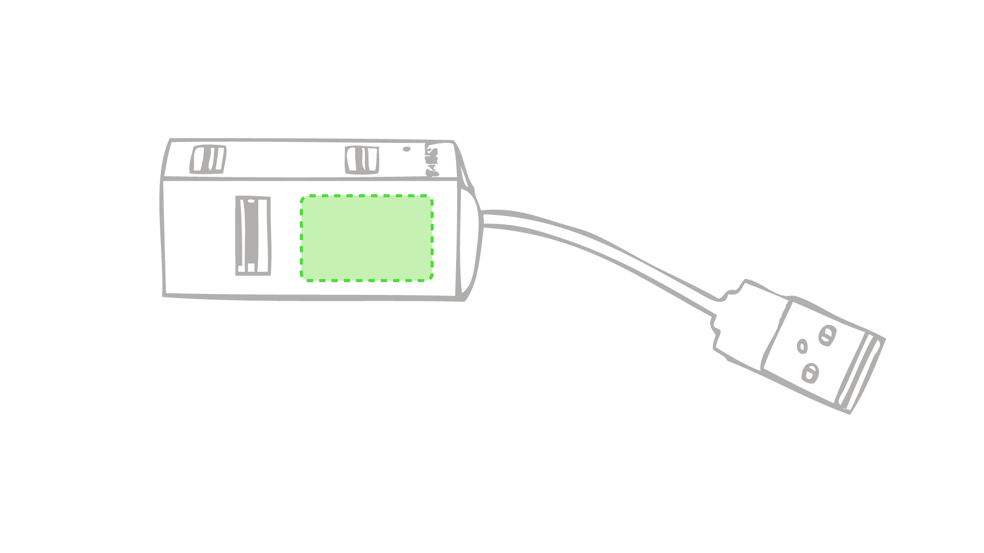 Face avec un port USB