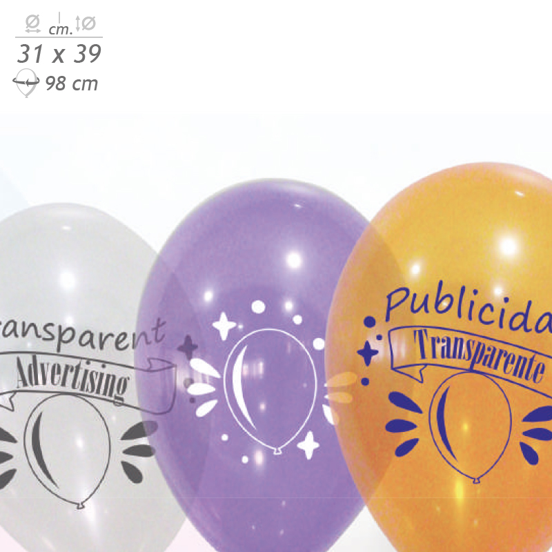 Miniature 1 pour Ballons de baudruche Cristal Transparent 31 cm personnalisés