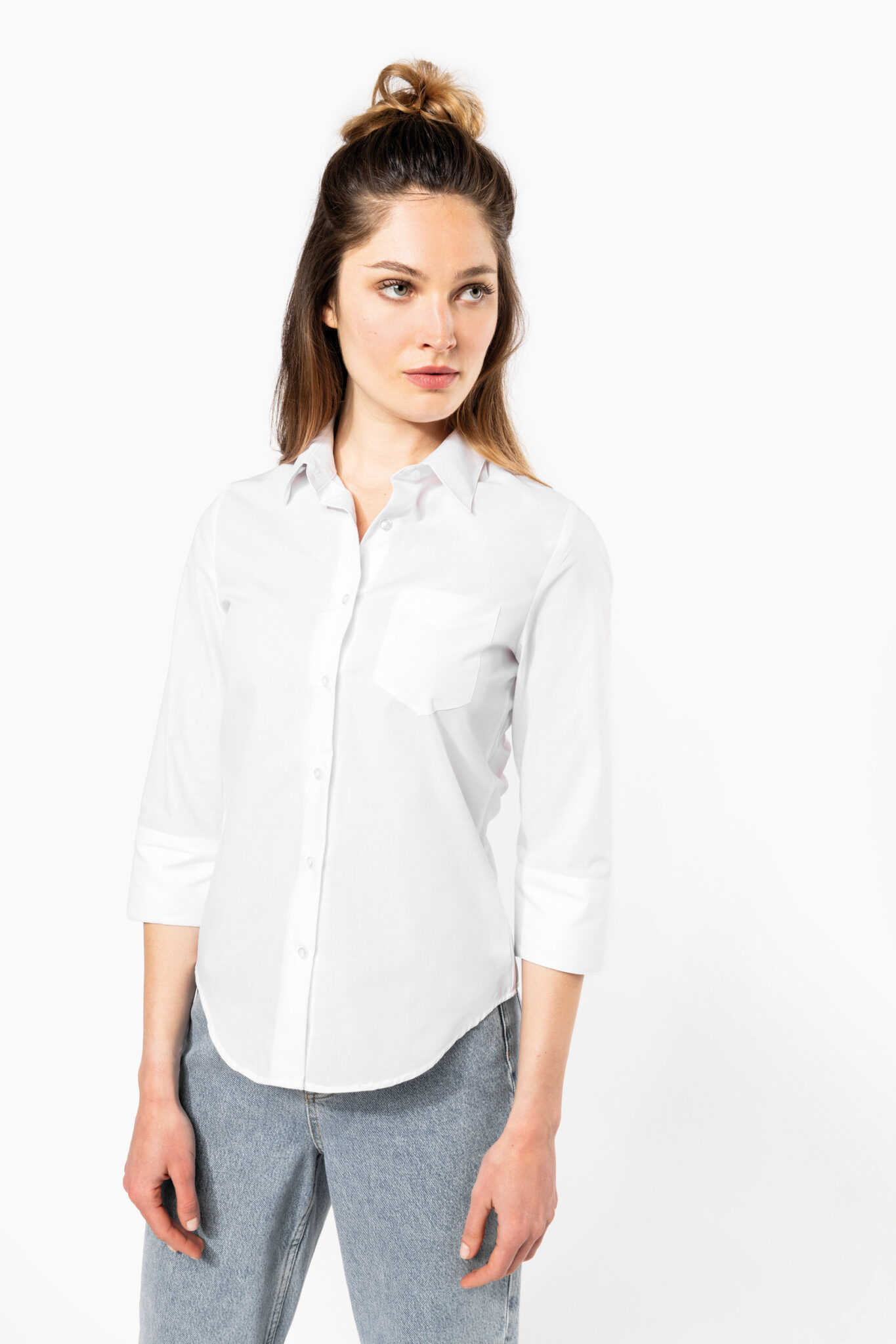 Visuel Chemise popeline polycoton manches 3/4 entretien facile femme