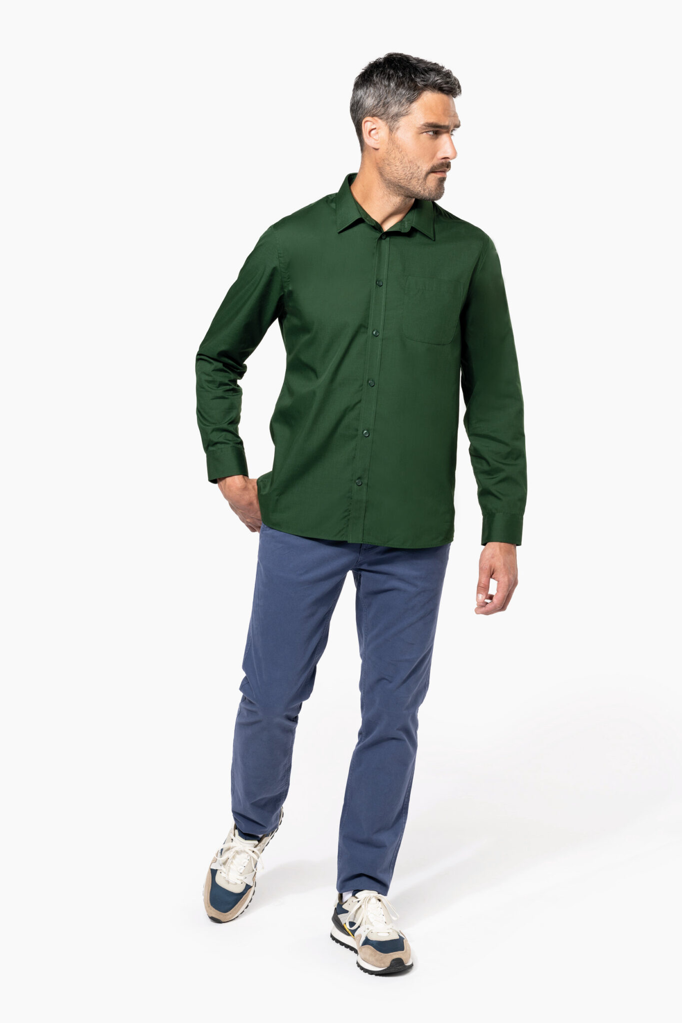 Miniature 4 pour Chemise popeline polycoton entretien facile homme