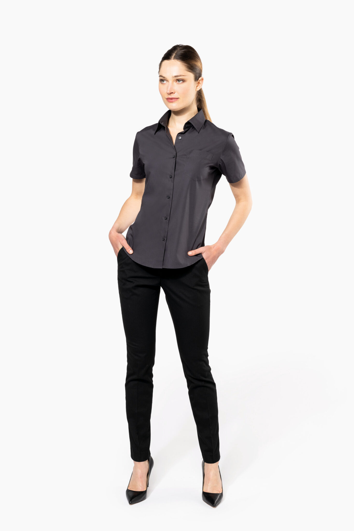 Miniature 5 pour Chemise popeline manches courtes femme