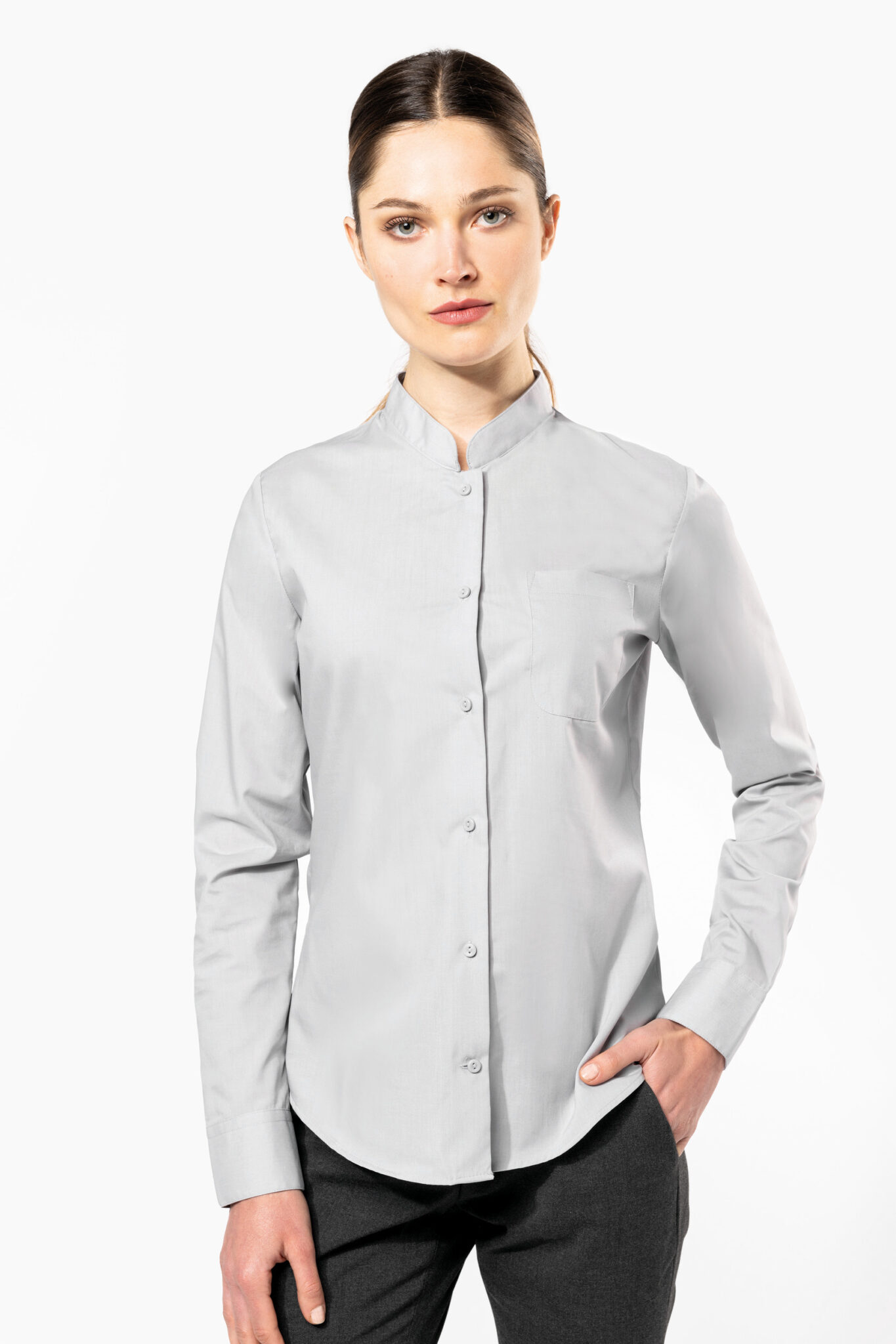 Visuel Chemise col mao manches longues femme