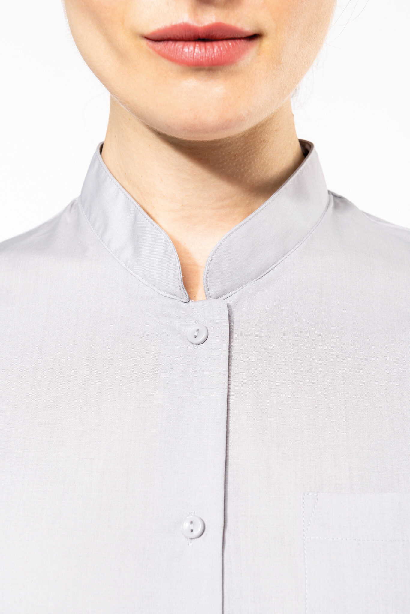 Miniature 8 pour Chemise col mao manches longues femme